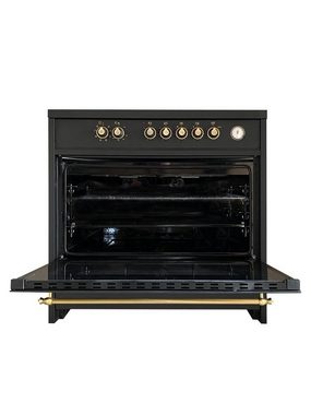 GURARI Elektro-Standherd GCH E 912 BL r+Grillplatte, mit 1-fach-Teleskopauszug, Retro Elektro Standherd 90 cm/ Retro Range Coocker,121L+Grillplatte