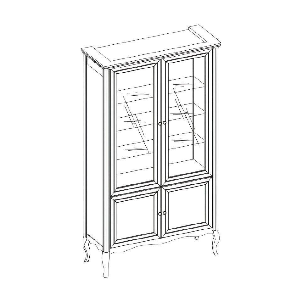 Xlmoebel Vitrine Vitrinenschrank PR-W2 aus massivem Holz in Naturbraun (Klassische Vitrine Vitrinenschrank Vitrinen - Model PR-W2) Hergestellt in Europa