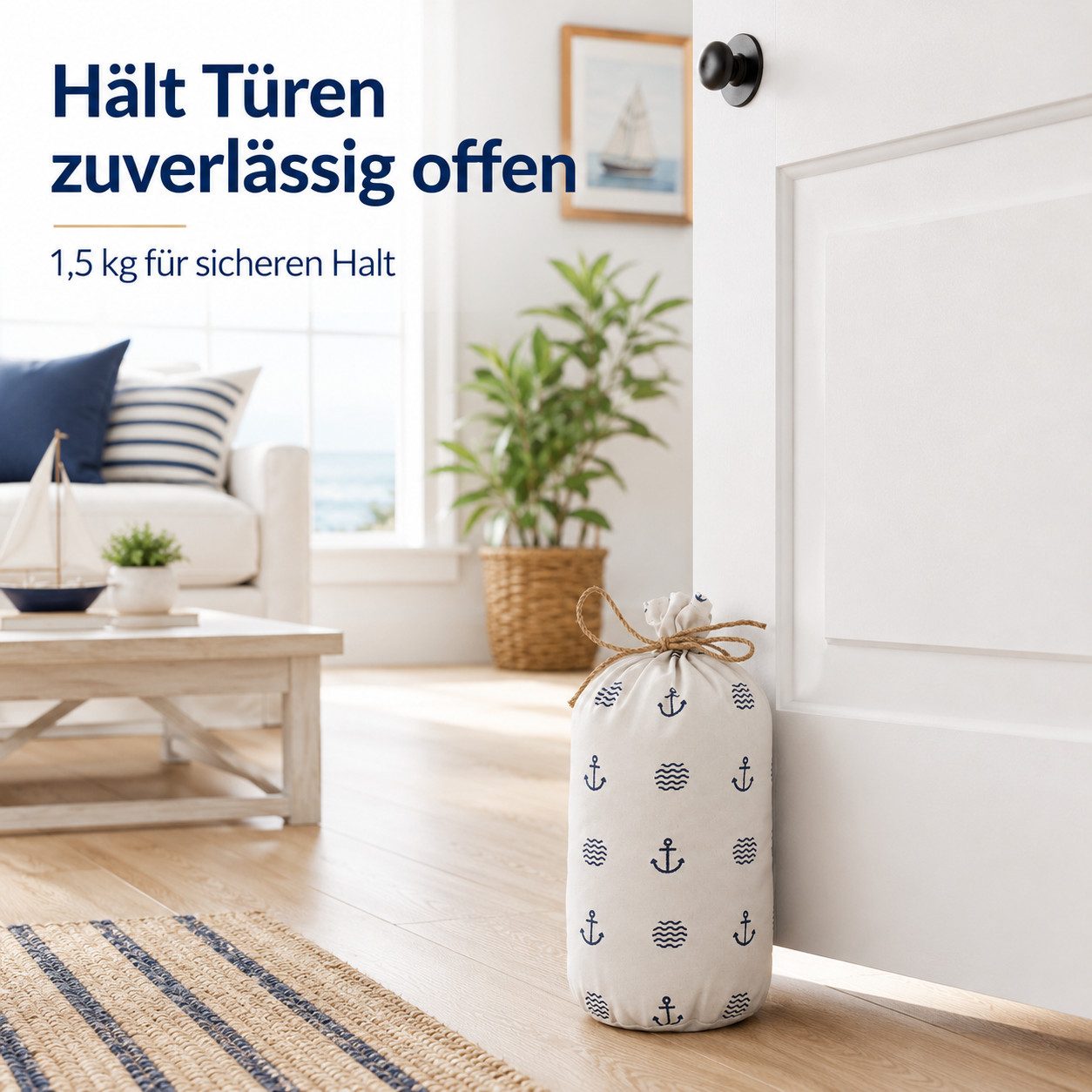 Out of the Blue Bodentürstopper Türstopper Stoff maritim 1,5 kg weiß 27 cm (1 St)