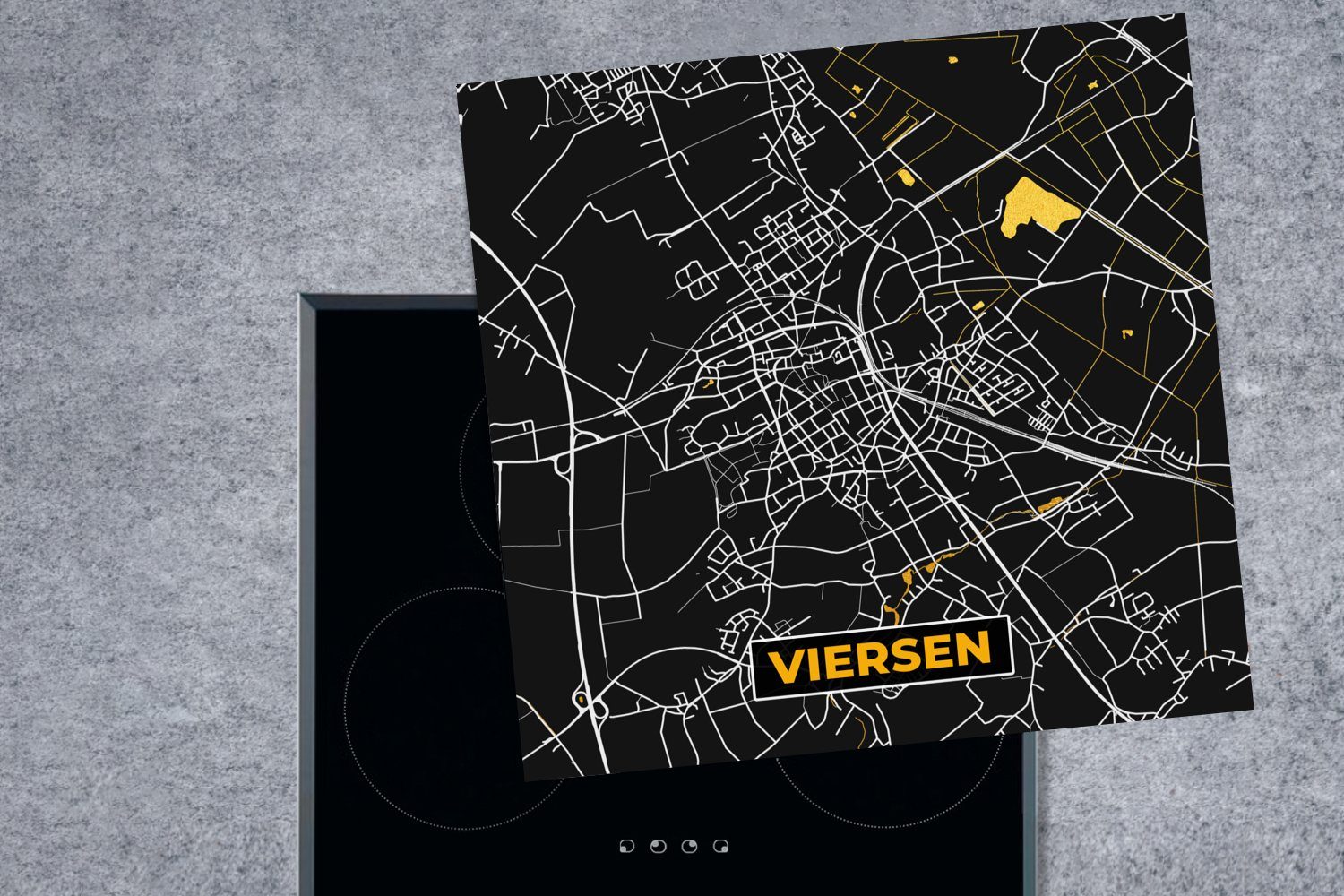 Herdblende-/Abdeckplatte - Deutschland, - - Stadtplan Viersen für cm, 78x78 (1 Karte küche Gold tlg), Ceranfeldabdeckung, MuchoWow Arbeitsplatte Vinyl, -