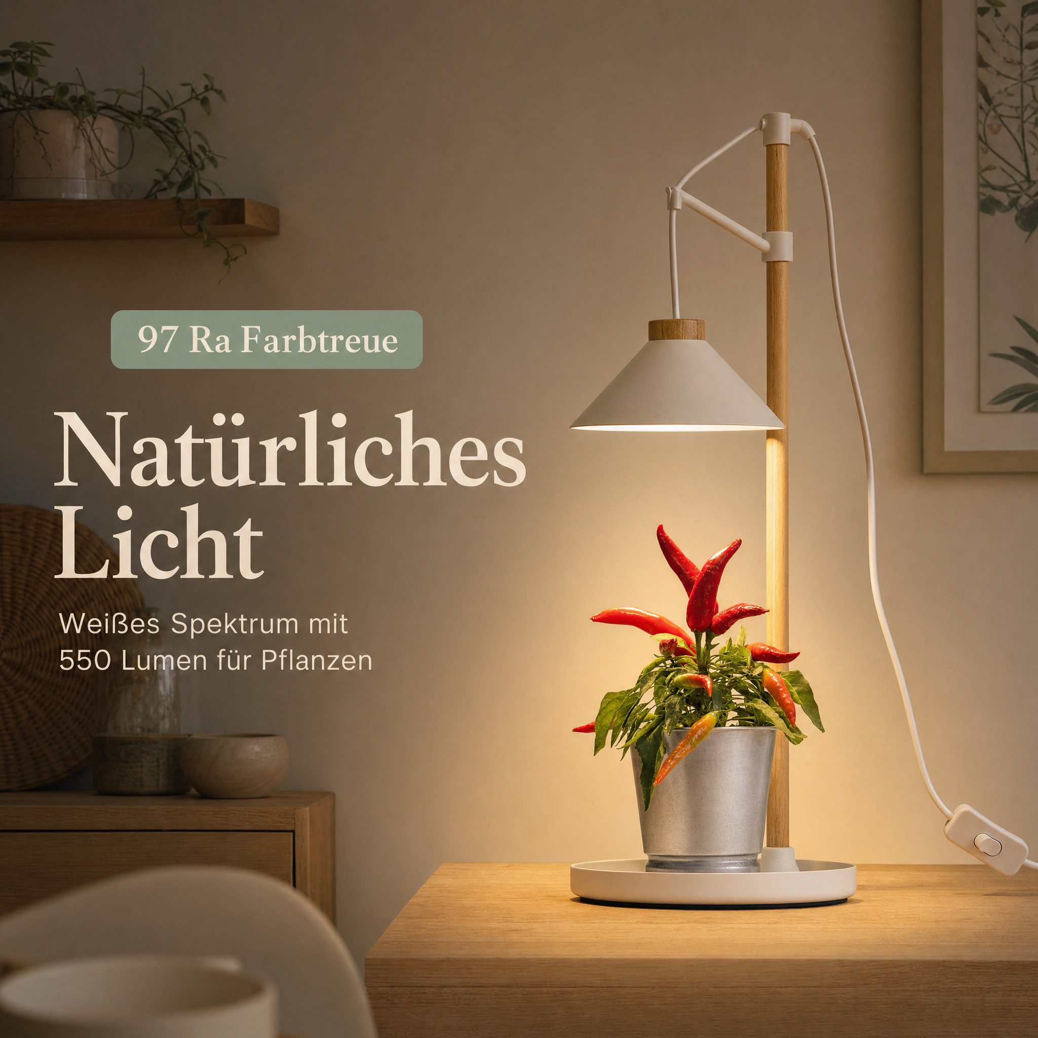 Northpoint Pflanzenlampe LED Pflanzenleuchte Kräutergarten aus Echtholz 9W 550 Lumen Timer – Bild 3 von 5
