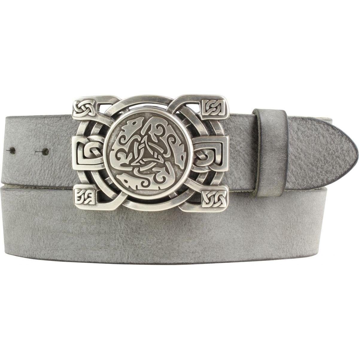 Ledergürtel Gürtel mit keltischer Gürtelschnalle aus weichem Vollrindleder 4 cm Us