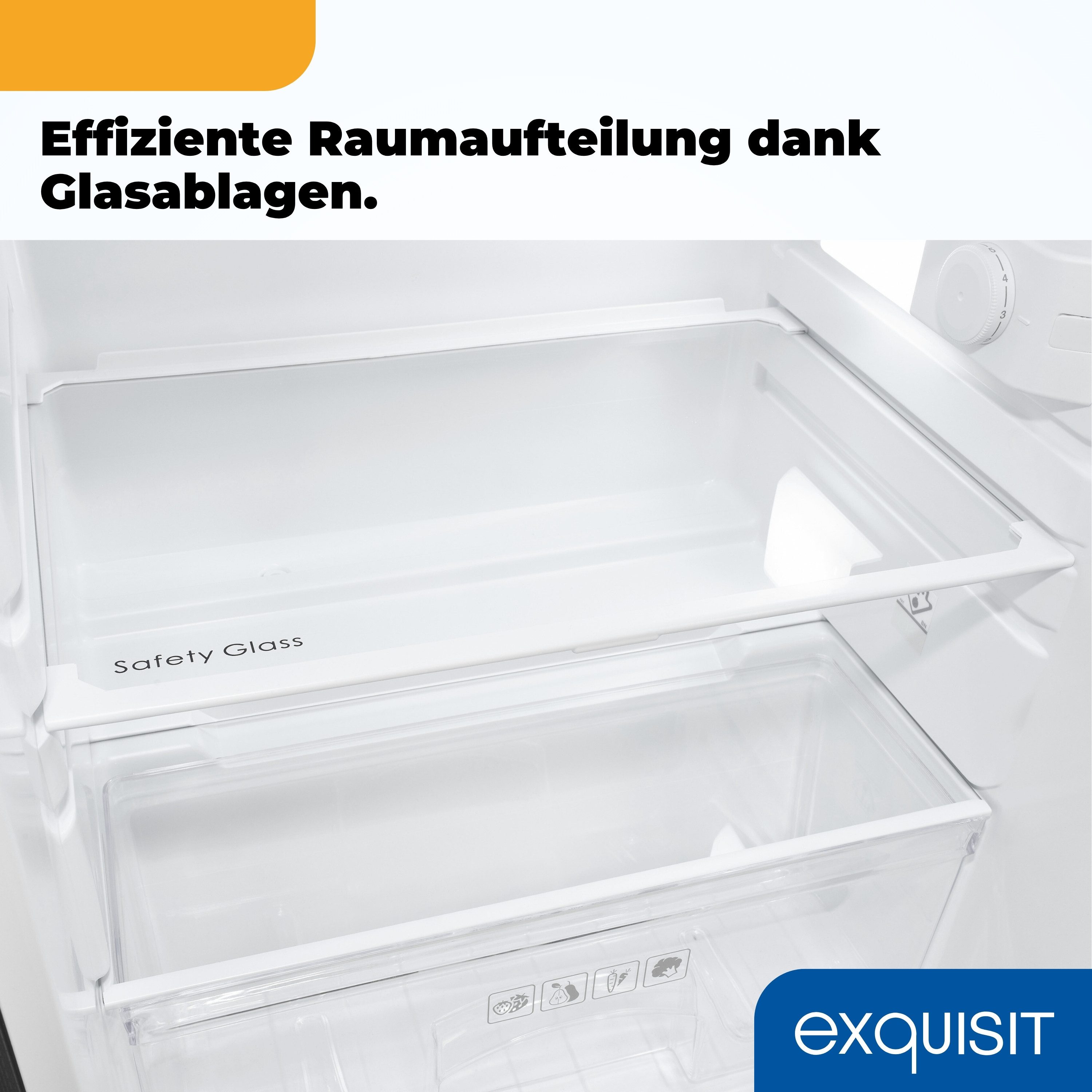 exquisit Kühlschrank KS16-4-HE-040E inoxlook-az, 85 cm hoch, 56 cm breit, Kompakt & flexibel – ideal für Küche, Büro & Ferienwohnung – Bild 5 von 5