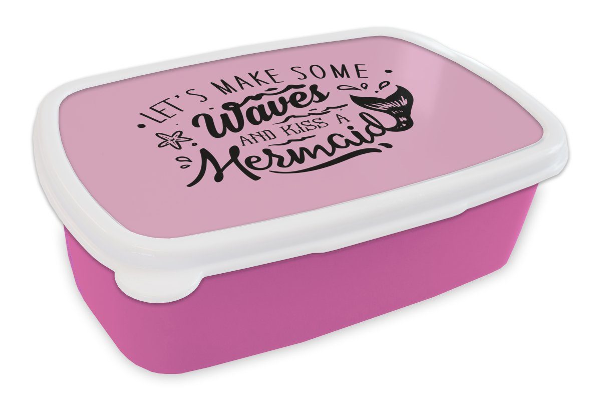 MuchoWow Lunchbox Meerjungfrauenschwanz - Sprüche - Rosa, Kunststoff, (2-tlg), Brotbox für Erwachsene, Brotdose Kinder, Snackbox, Mädchen, Kunststoff | Lunchboxen