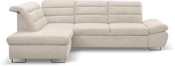 WERK2 Ecksofa Roma L-Form, Sofa mit Schlaffunktion, Sitztiefenverstellung, verstellbare Kopfteile