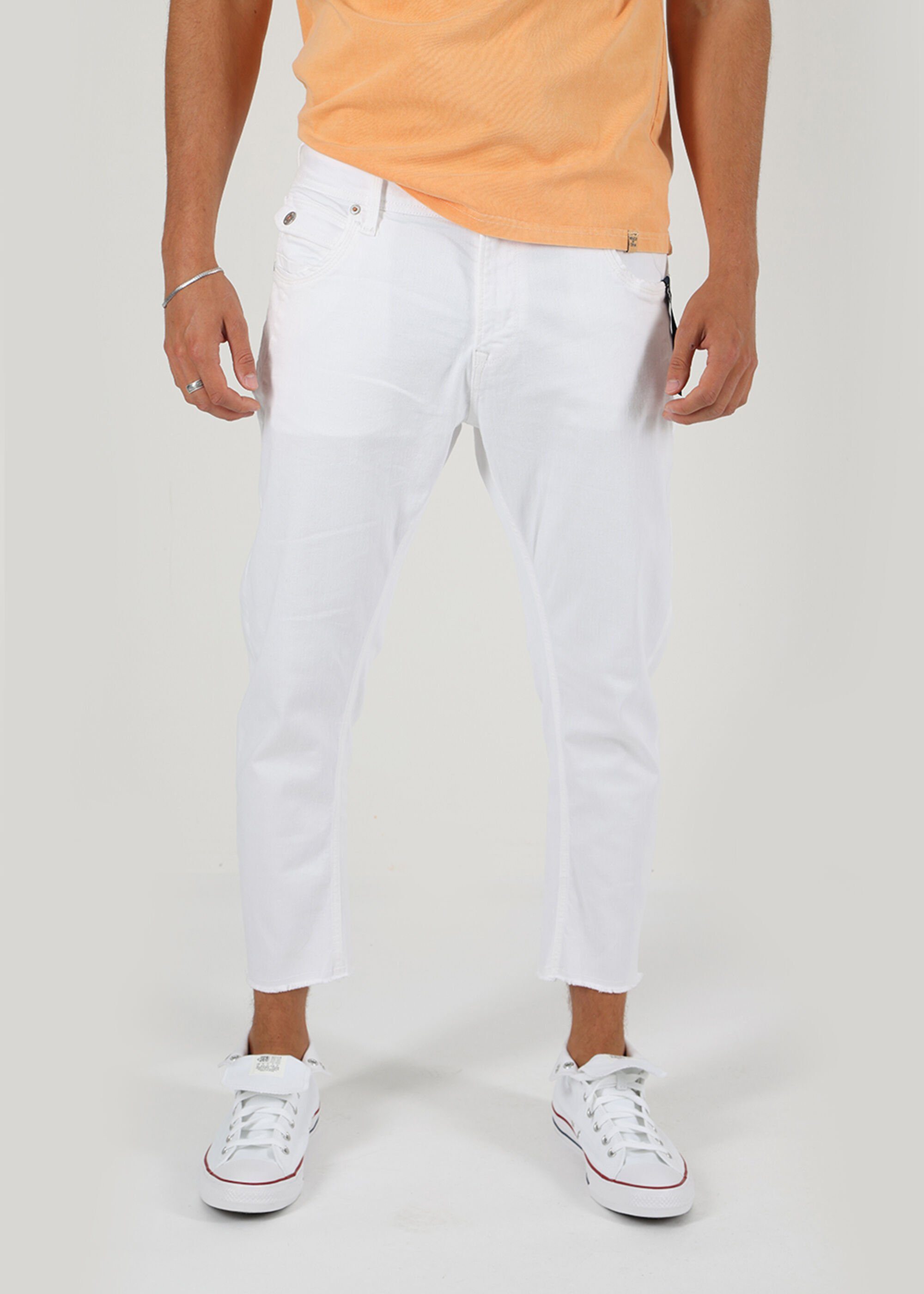 Fit Pocket White Denim Tapered 5 Adriano Style of Miracle im Slim-fit-Jeans