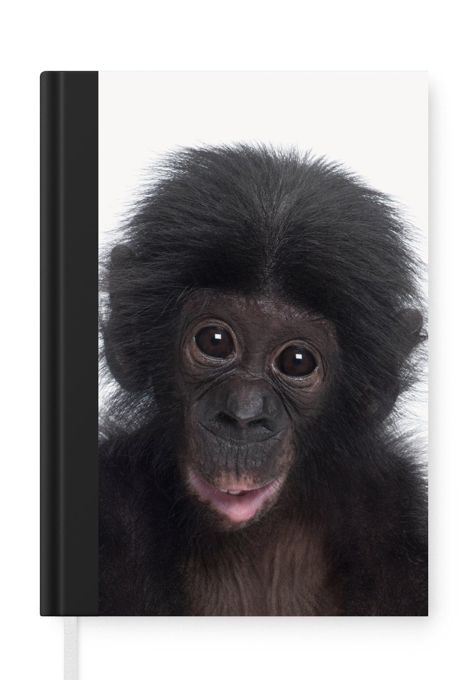 MuchoWow Notizbuch Affe - Schimpanse - Porträt - Kinder - Jungen - Mädchen, Journal, Merkzettel, Tagebuch, Notizheft, A5, 98 Seiten, Haushaltsbuch