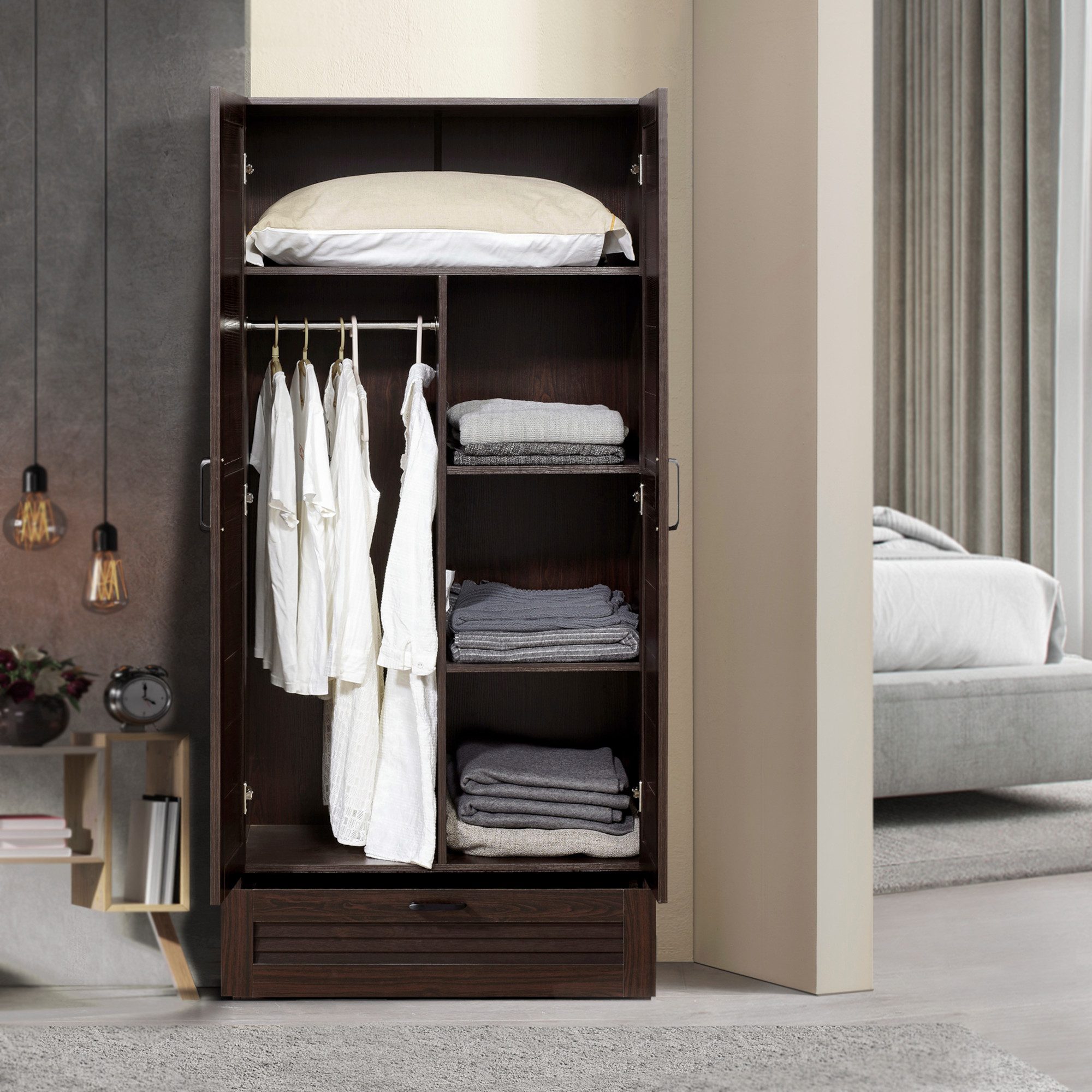 en.casa Kleiderschrank »Finning« 1 Stange, 4 günstig online kaufen