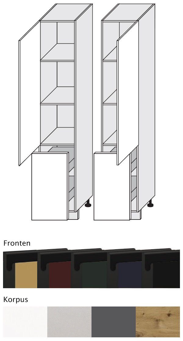 wählbar Front-, Korpusfarbe smaragdgrün matt super Apothekerschrank Ausführung Feldmann-Wohnen Velden 40cm und grifflos 1-türig