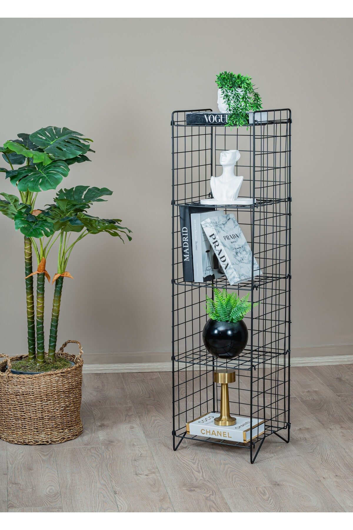 en.casa Standregal, Draht-Bücherregal mit 5 Böden }}}]} x cm Metall Schwarz 90729838