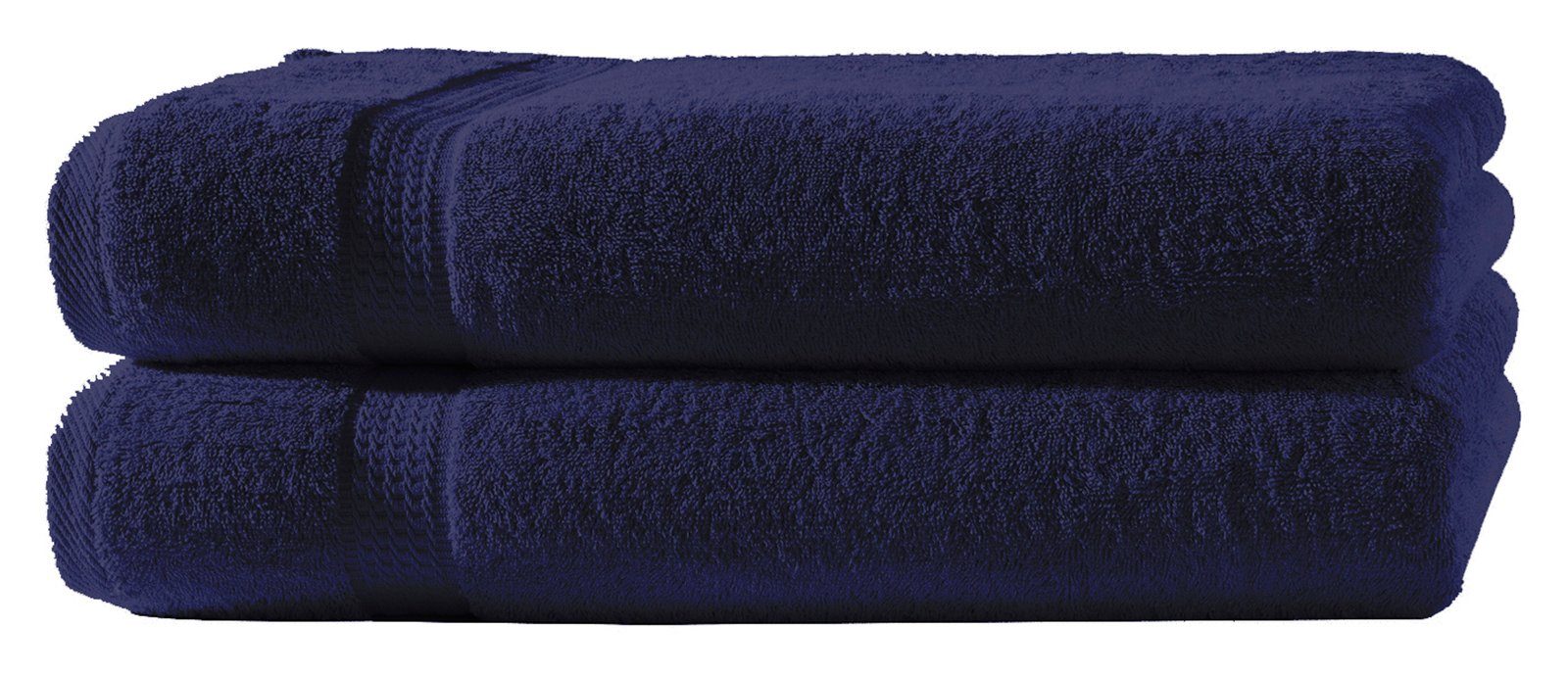 One Home Duschtücher Royal, Frottee (2-St), mit Bordüre, saugfähig dunkelblau | Badetücher