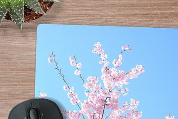 MuchoWow Gaming Mauspad Blütenbaum - Japan - Frühling (1-St), Mousepad mit Rutschfester Unterseite, Gaming, 40x40 cm, XXL, Großes