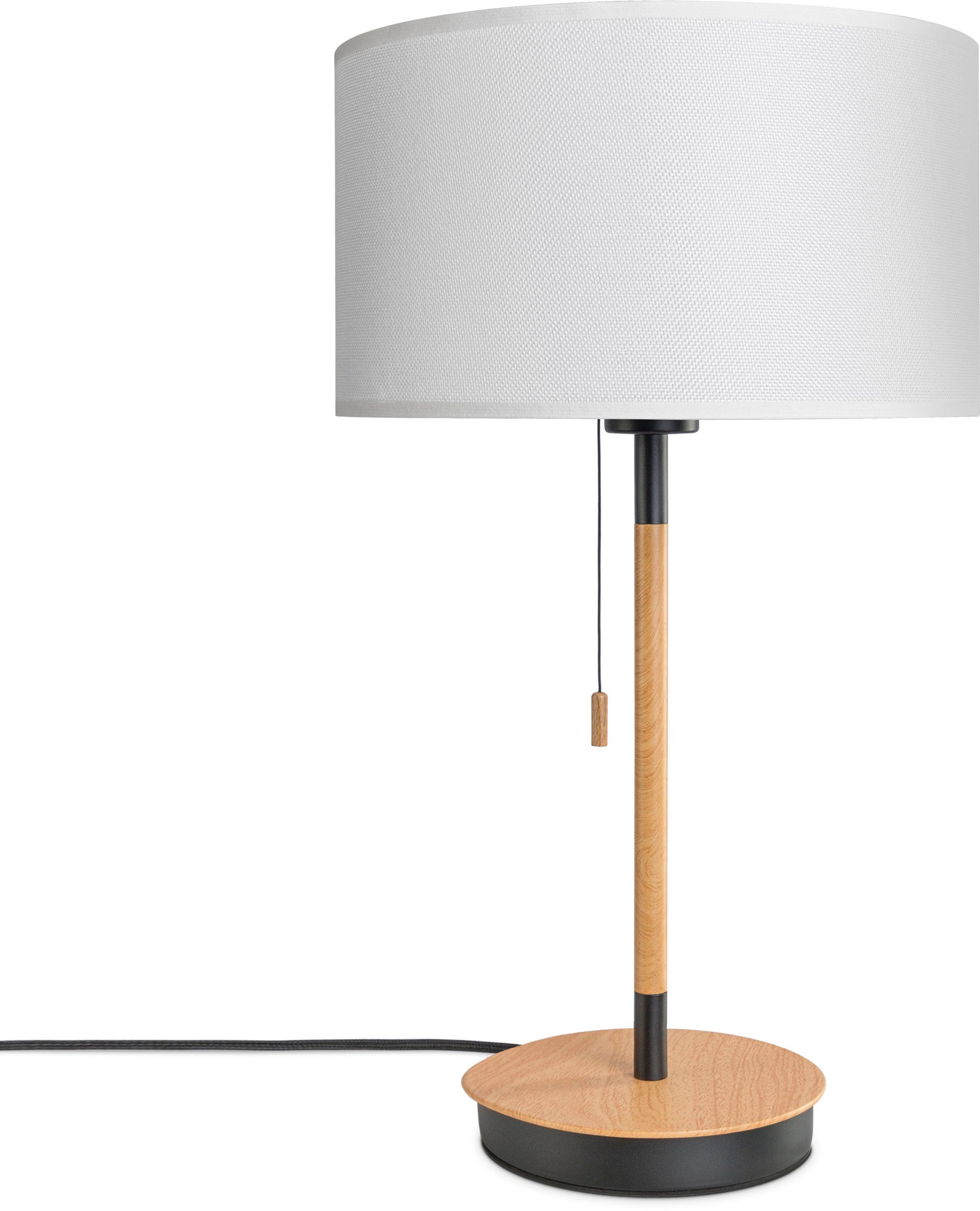 Paco Home ohne Mit Tischleuchte Leuchtmittel, Schalter natur weiß UNI EKO Nacht CANVAS Stofflampe schwarz COLOR, Vintage Skandinavisch