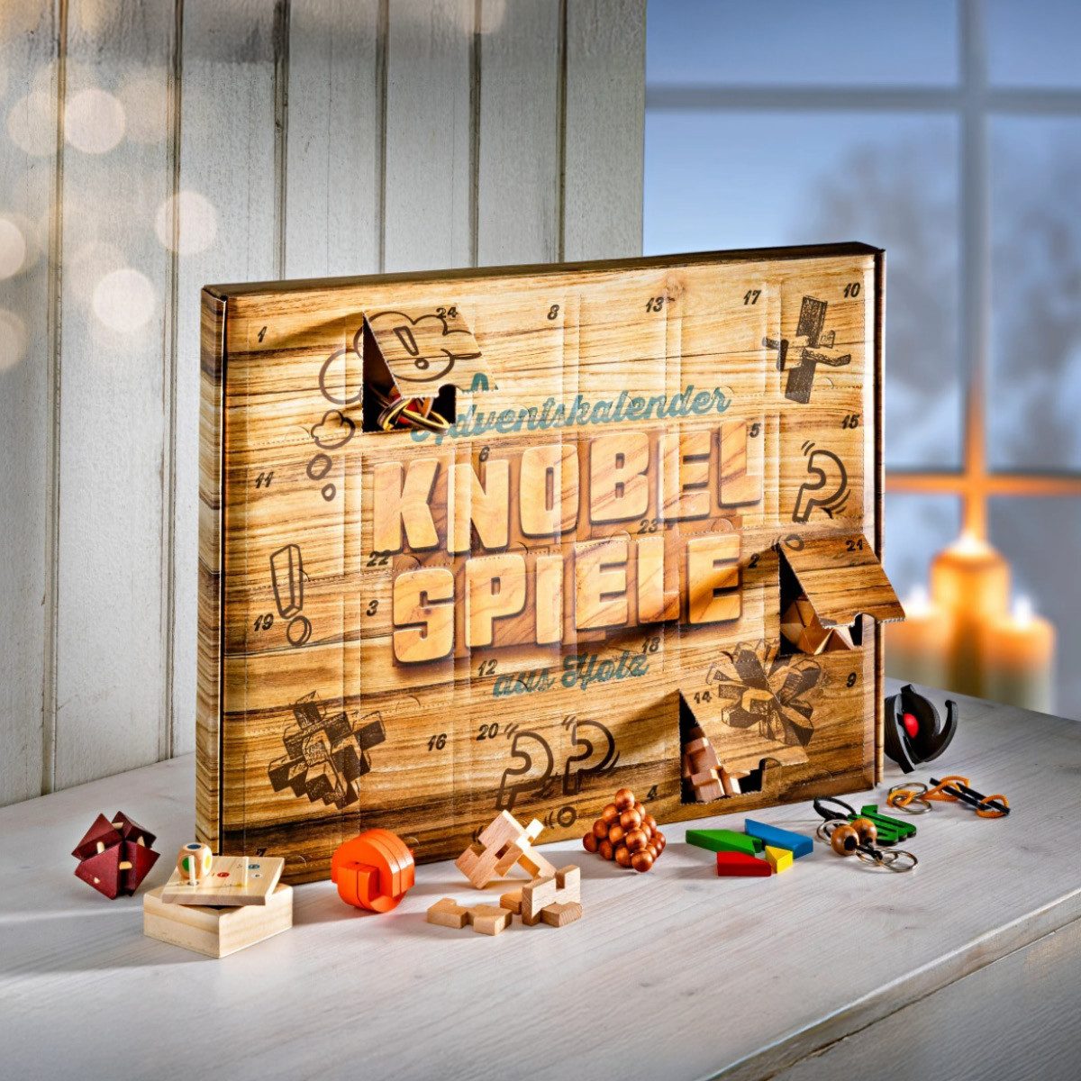BRAST Adventskalender Knobel & Mini-Spiele Duftkerzen Werkzeug-Set oder Garten-Utensilien (7 Varianten zur Auswahl, 24-tlg), hochwertige Knobelspiele aus Holz f – Bild 2 von 5