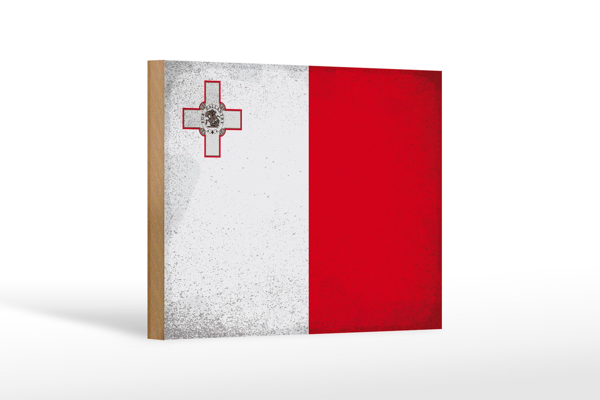 Femer GmbH Holzbild Flagge Malta 18x12 cm Flag of Malta Vintage, Flaggen (1 St), Glatte Holzfaserplatte (MDF), vorn beschichtet