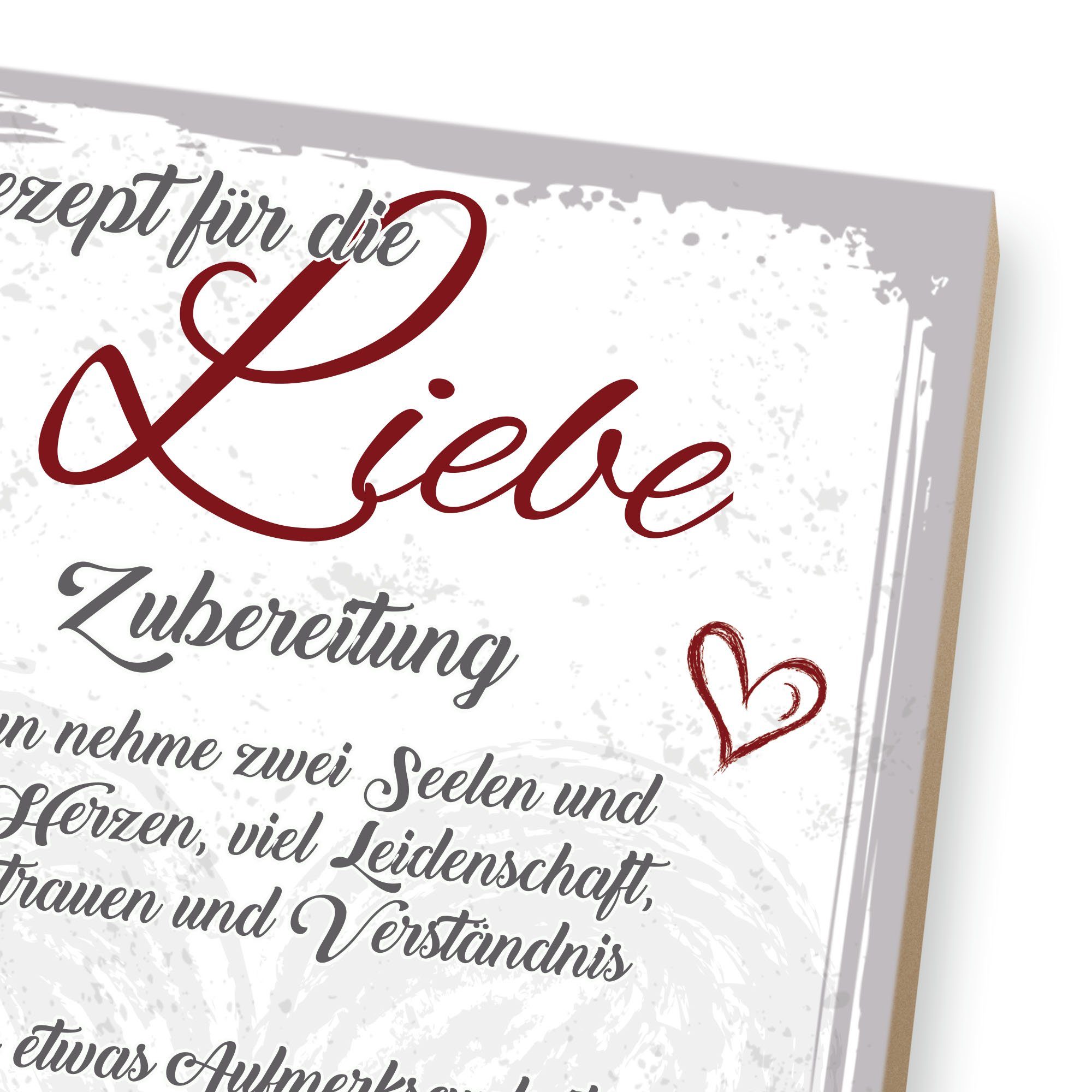 & Feder Holzbild „Liebe“ Liebsten Geschenk mit Motiv Kreative die Spruch, ideales für Holz, aus Deko-Bild