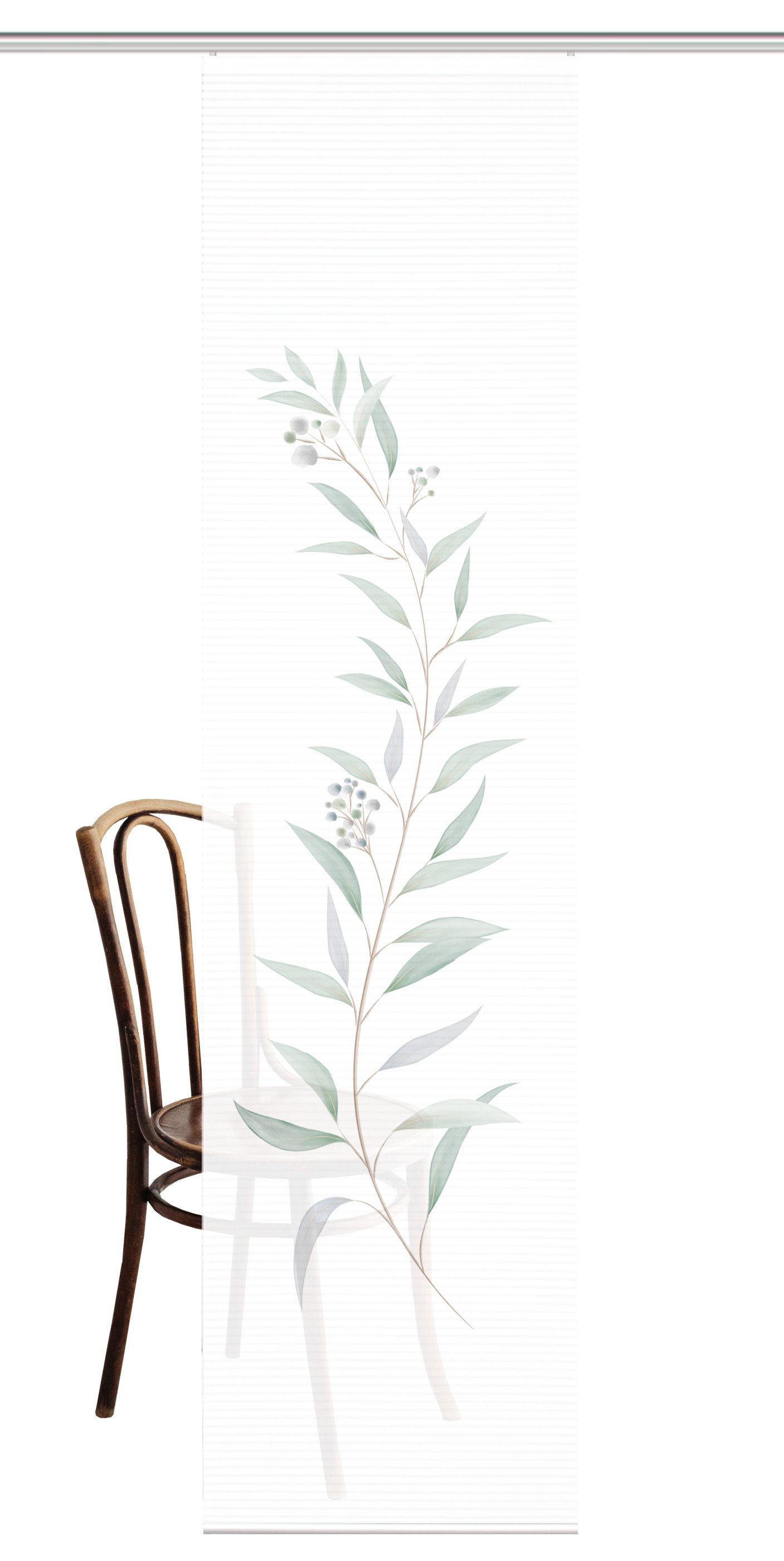 HOME WOHNIDEEN Schiebegardine HIG CELSO Schiebegardine rec. Polyester, 245x60 cm, 3D- Pflanzenranke (1 St), Paneelwagen, halbtransparent, Polyester (recycelt) Polyester