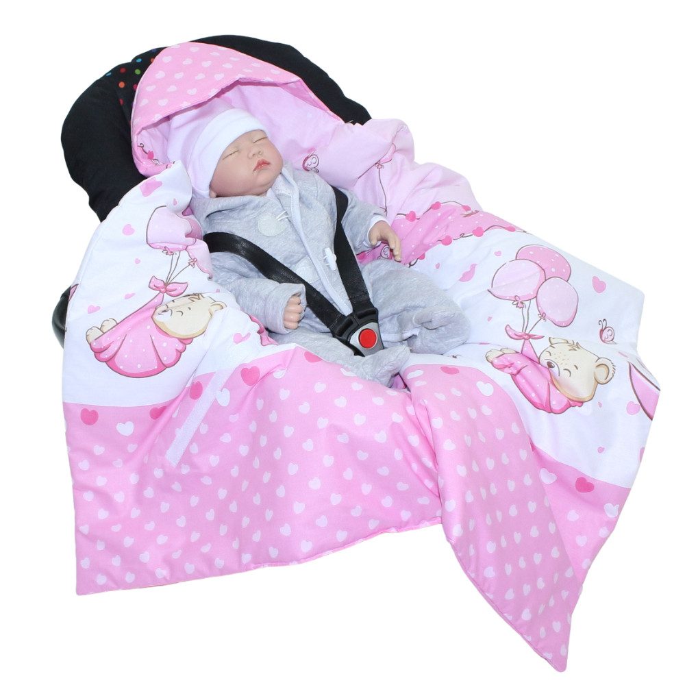 Einschlagdecke Baby Decke Baumwolle mit Kapuze Babyschale Kindersitz, Primawela