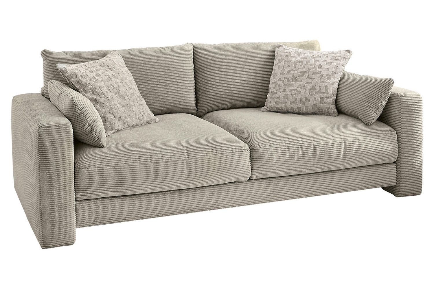 Jockenhöfer Gruppe Big-Sofa MILEY, Greige, Cord, mit Rücken- und Zierkissen, Bonellfederkernpolsterung, B 249 x H 89 x T 117 cm