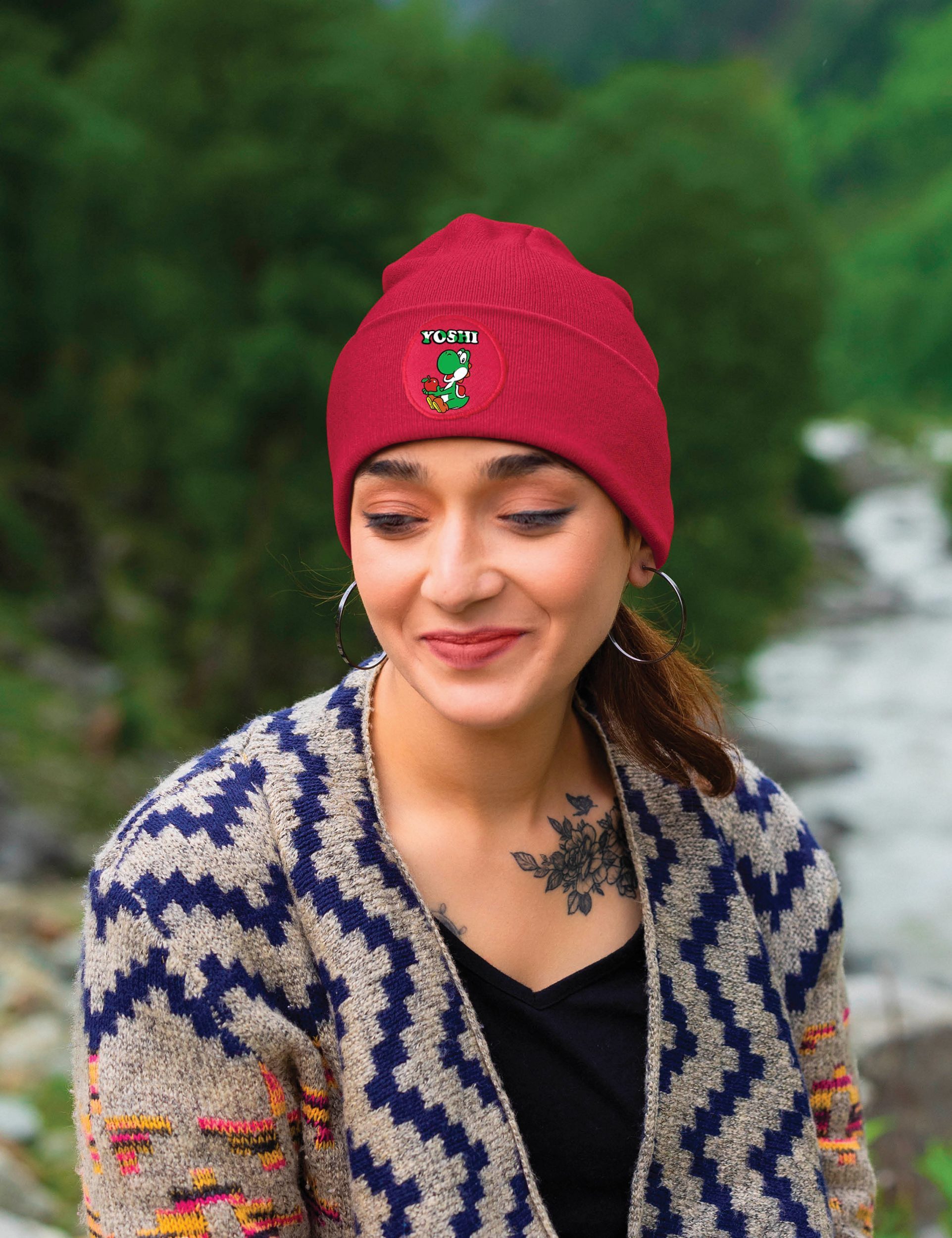 Youth Designz Beanie Yoshi Beanie Mütze Wintermütze Gaming Print Strickmütze Unisex für Herren & Damen