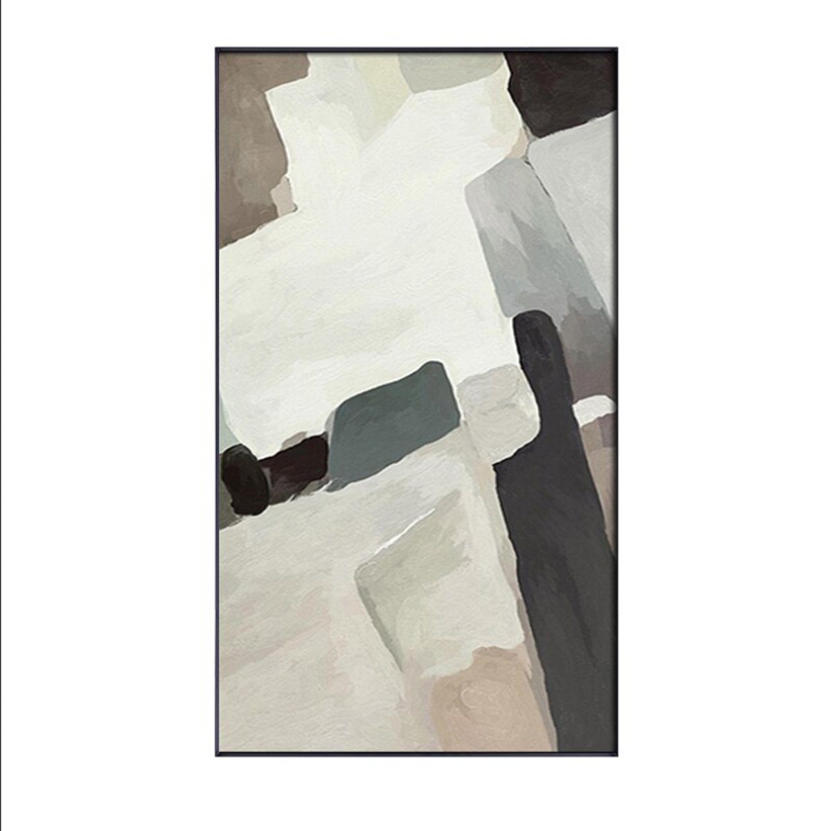 TPFLiving Kunstdruck (OHNE RAHMEN) Poster - Leinwand - Wandbild, Nordic Art  - Abstrakte Motive - Bilder Wohnzimmer - (2 Motive in 4 verschiedenen  Größen zur Auswahl), Farben: Grau, Weiß, Schwarz und Beige - Größe: 30x60cm
