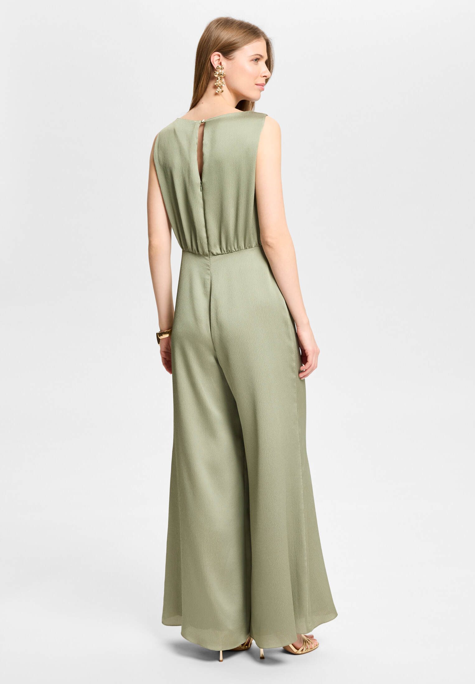 SWING Jumpsuit - Jumpsuit aus Satin mit Wasserfallausschnitt