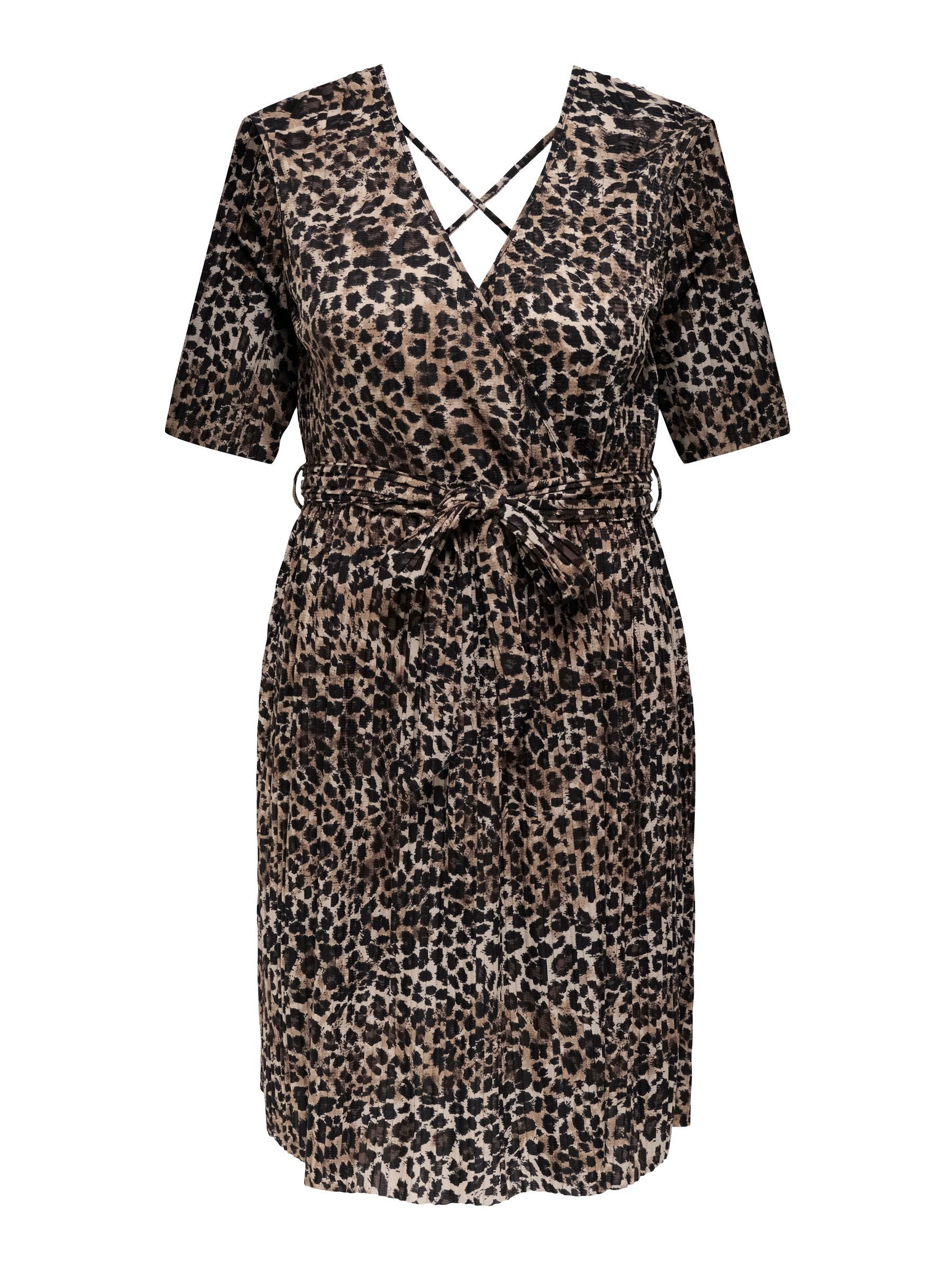 ONLY CARMAKOMA Shirtkleid Trendiges Leopard Muster mit V-Ausschnitt und Bin günstig online kaufen