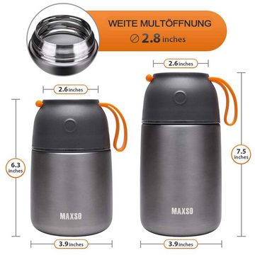 DOPWii Thermobehälter Tragbarer, lebensmittelechter Isolierbehälter, 450 ml & 650 ml Edelstahl-Isolierbehälter mit Löffel