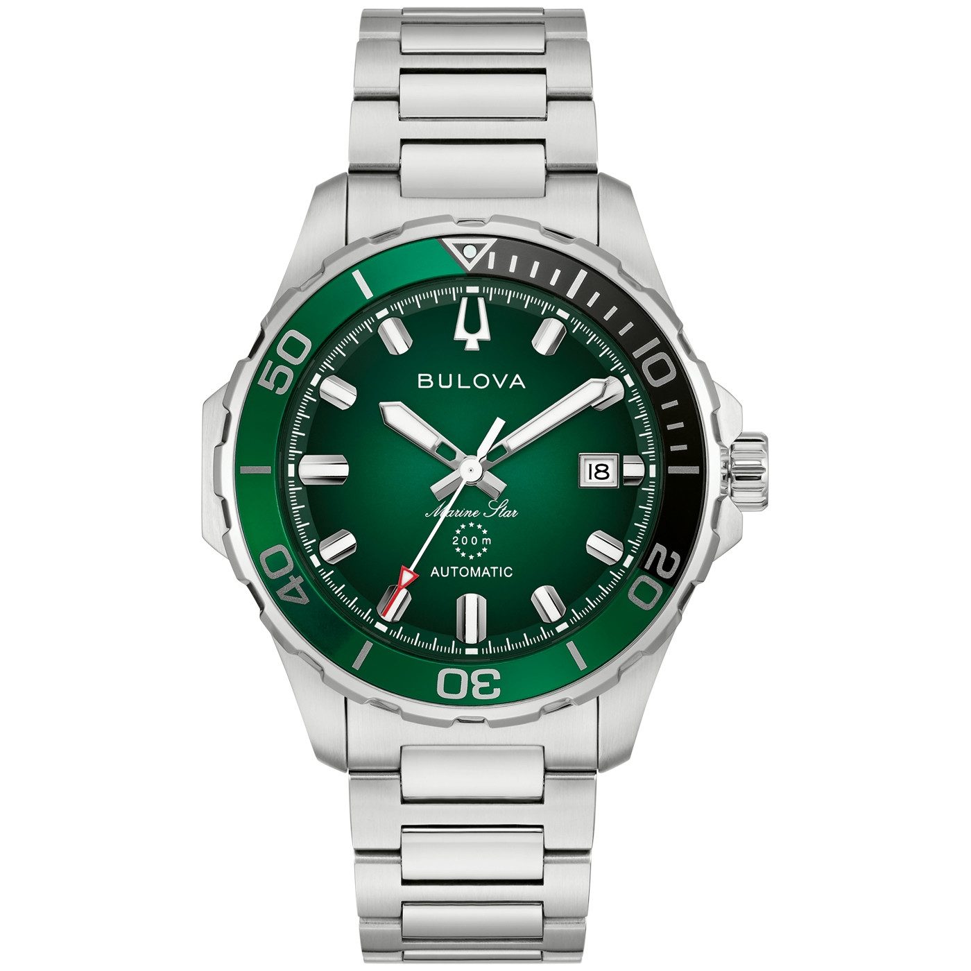 Bulova Mechanische Uhr Marine Star 98B471, Armbanduhr, Herrenuhr, Edelstahlarmband, analog, Big Date