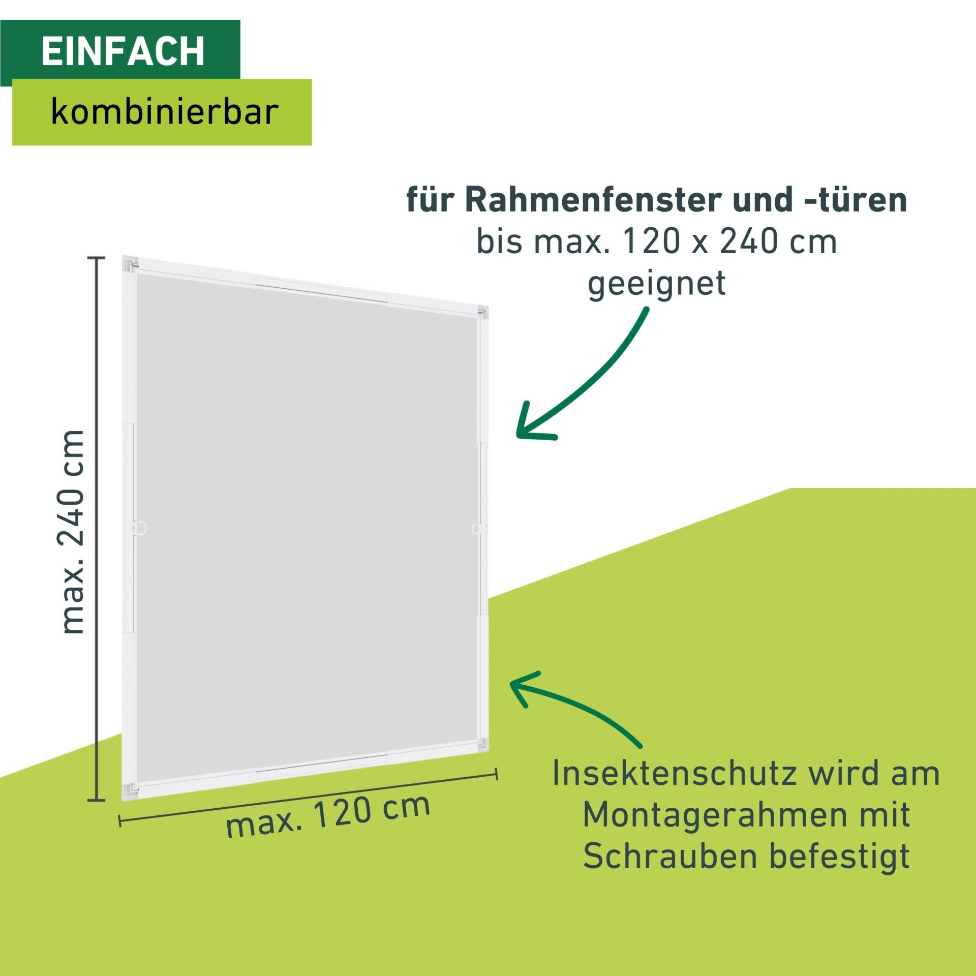 Windhager Insektenschutz-Tür Expert, Montagerahmen für Fenster und Türen aus hochwertigem Material, Fliegengitter in weiß, anthrazit erhältlich, 125x245cm, ohne bohren