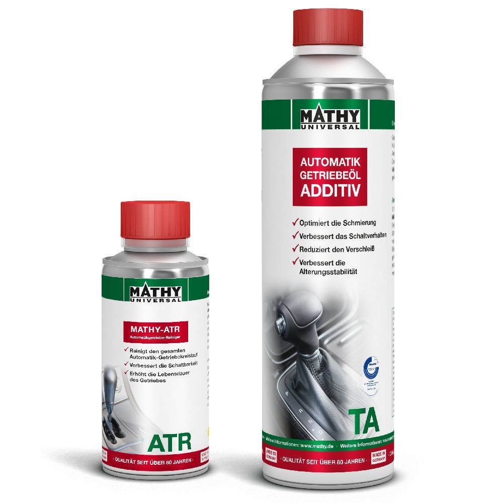 MATHY Getriebezusatz Automatikgetriebeöl-Reinigungsset 500 ml + 150 ml, 0,65 l, (2-St) Systemreiniger für Automatikgetriebe und Öladditiv für ATF-Öle