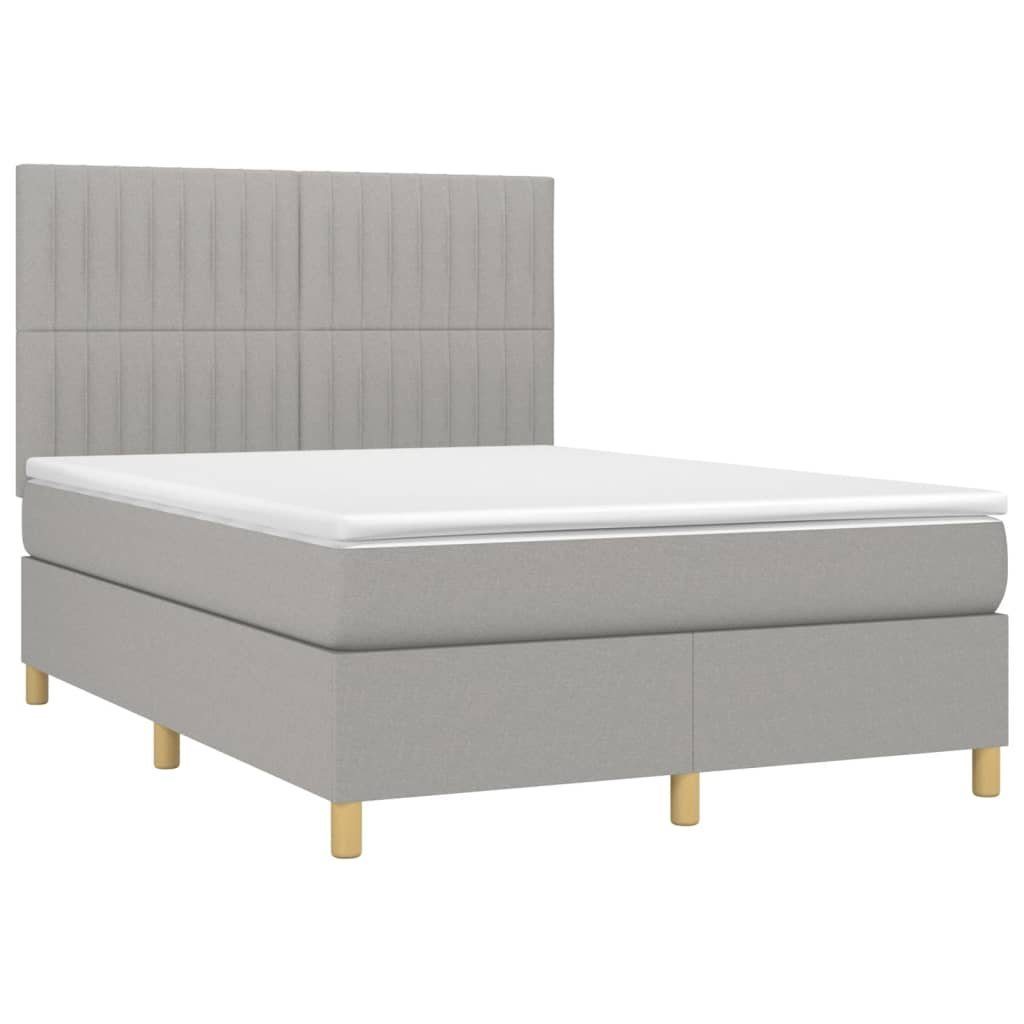 Bett Boxspringbett mit Matratze Hellgrau 140x190 cm Stoff