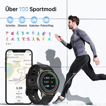ENOMIR Smartwatch (1,28 Zoll, Android iOS), Herren mit Telefonfunktion 100 Sportmodi Fitnessuhr IP68 Wasserdichte