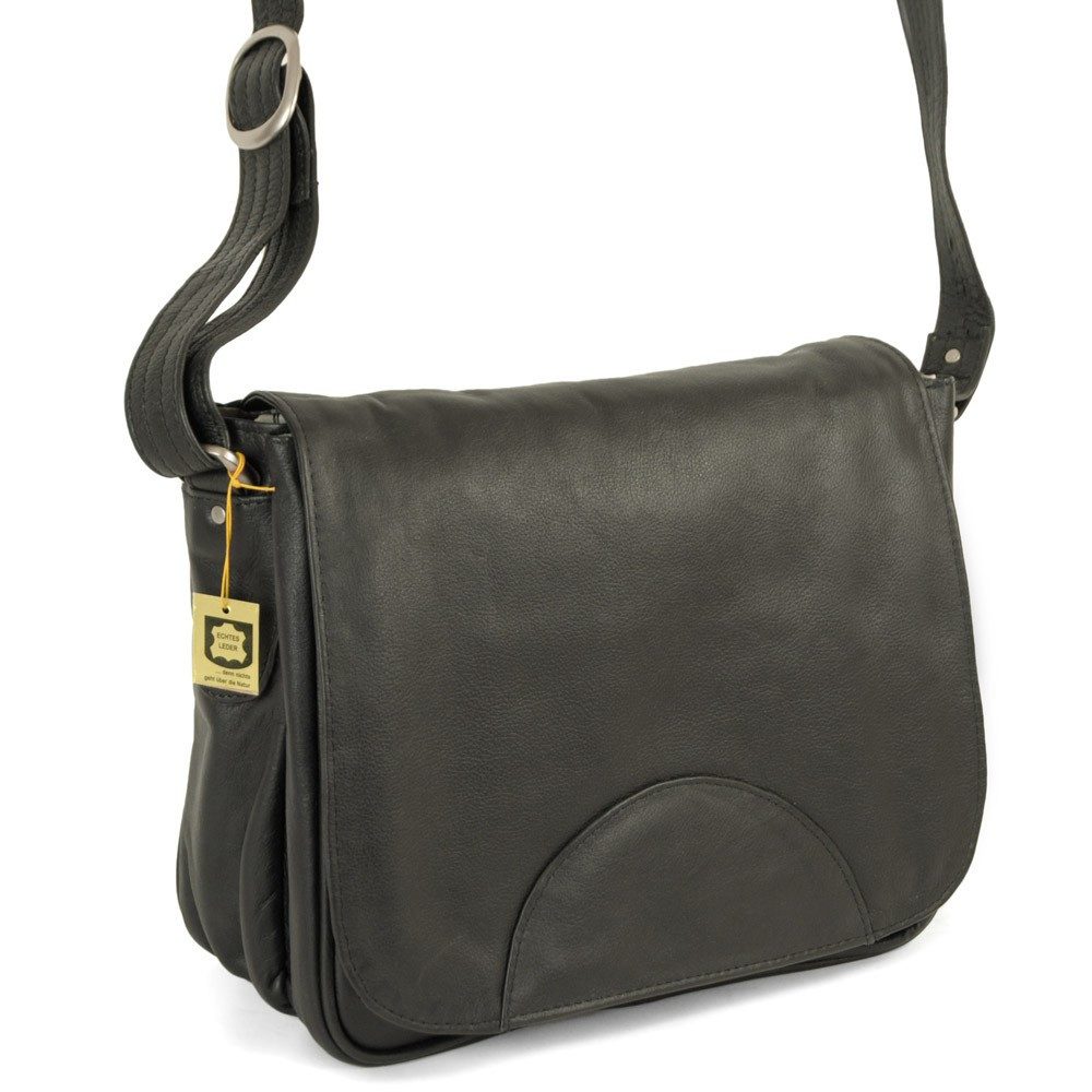 Hamosons Handtasche Damen-Handtasche Größe M, Retro-Look, Nappa-Leder Schwarz Hamosons 577