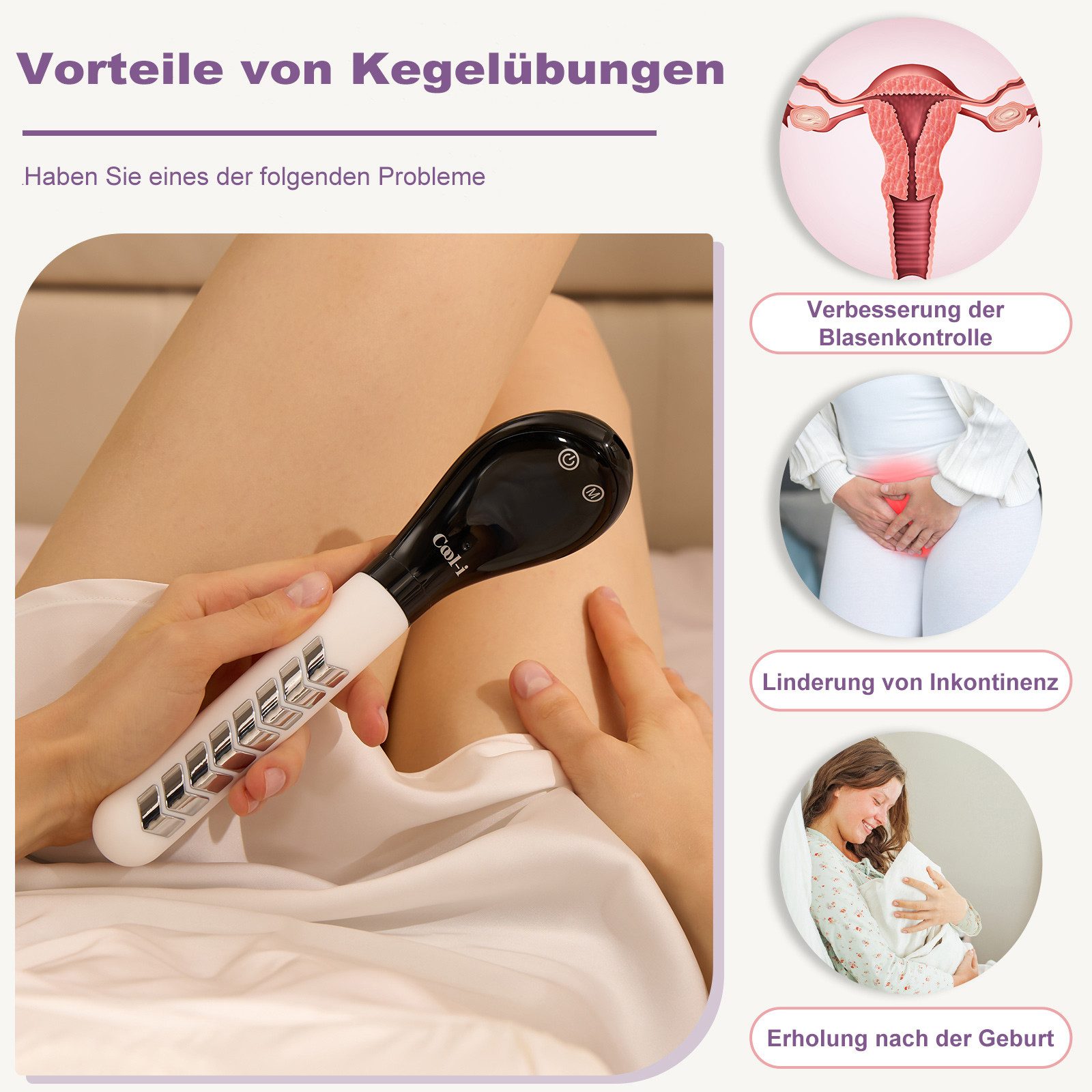 COOL-i ® EMS-Gerät EMS-Gerät mit Lichtanwendung Vaginaltrainer, Für das weibliche Intimbereichstraining