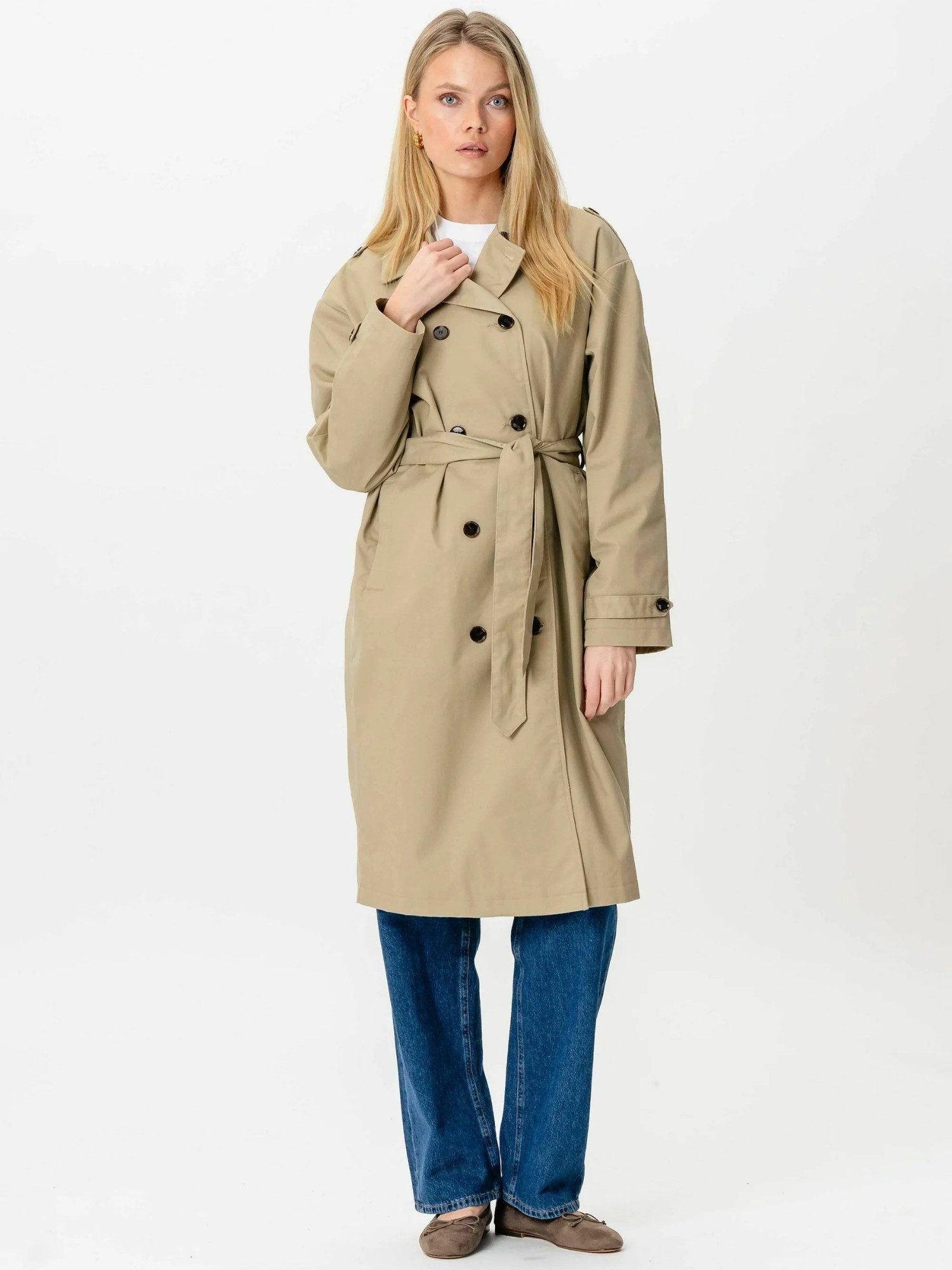 TEESHOPPEN Kurzmantel TEESHOPPEN Coat Linea Trenchcoat – Bild 4 von 5