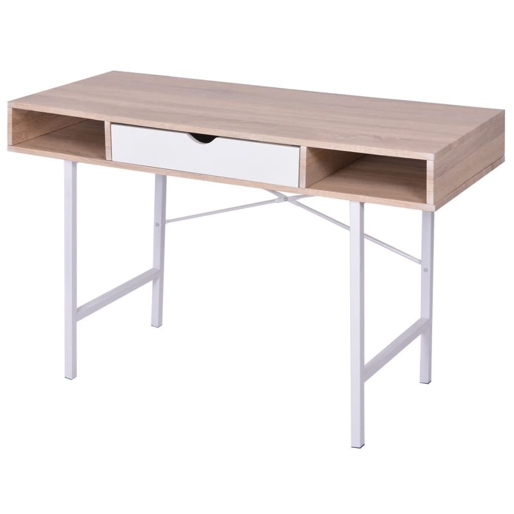 Schreibtisch Schreibtisch mit 1 Schublade Eiche und Weiß