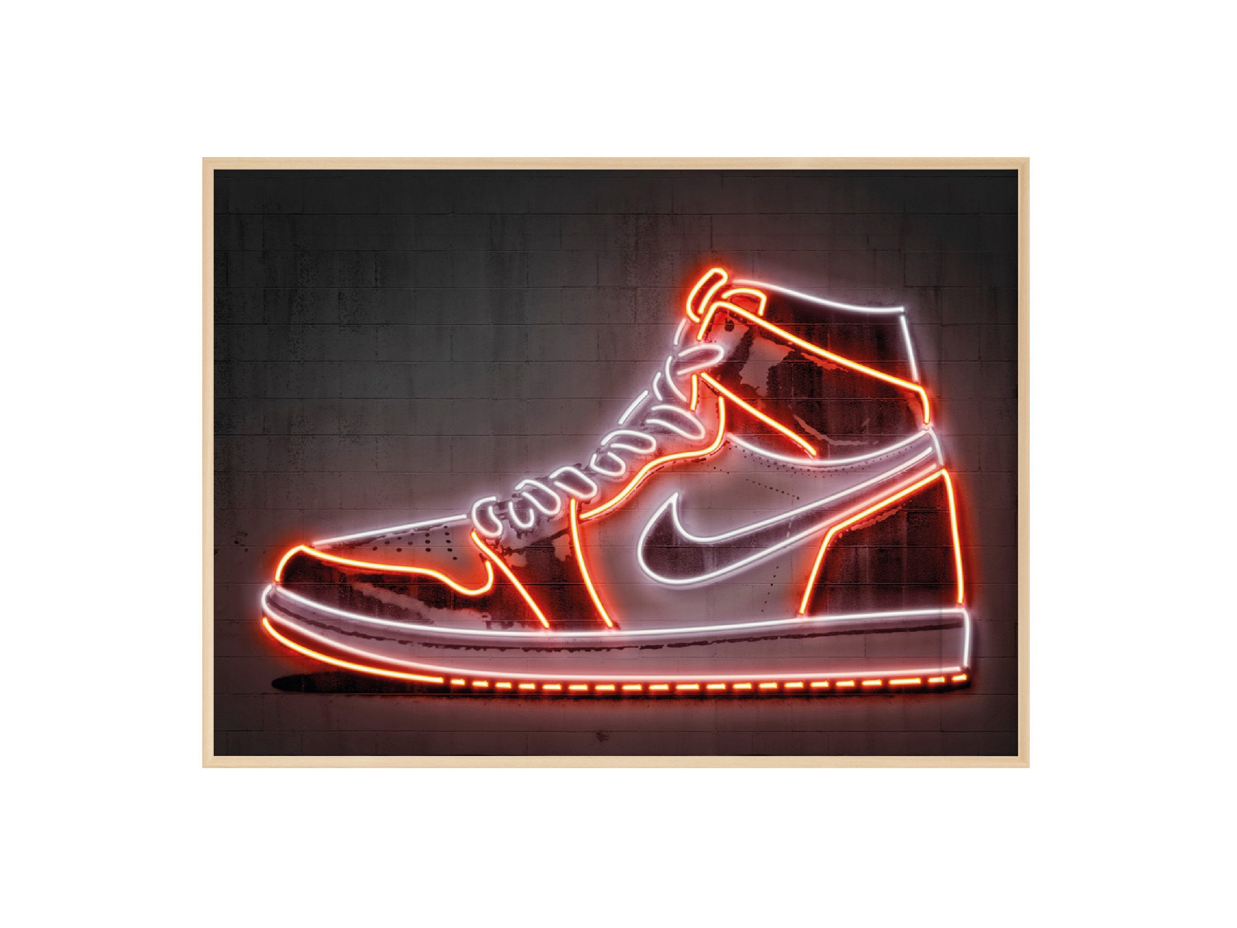 · Rahmen Poster Sneaker JUSTGOODMOOD ohne ® Neon Poster Premium Nike · Effekt
