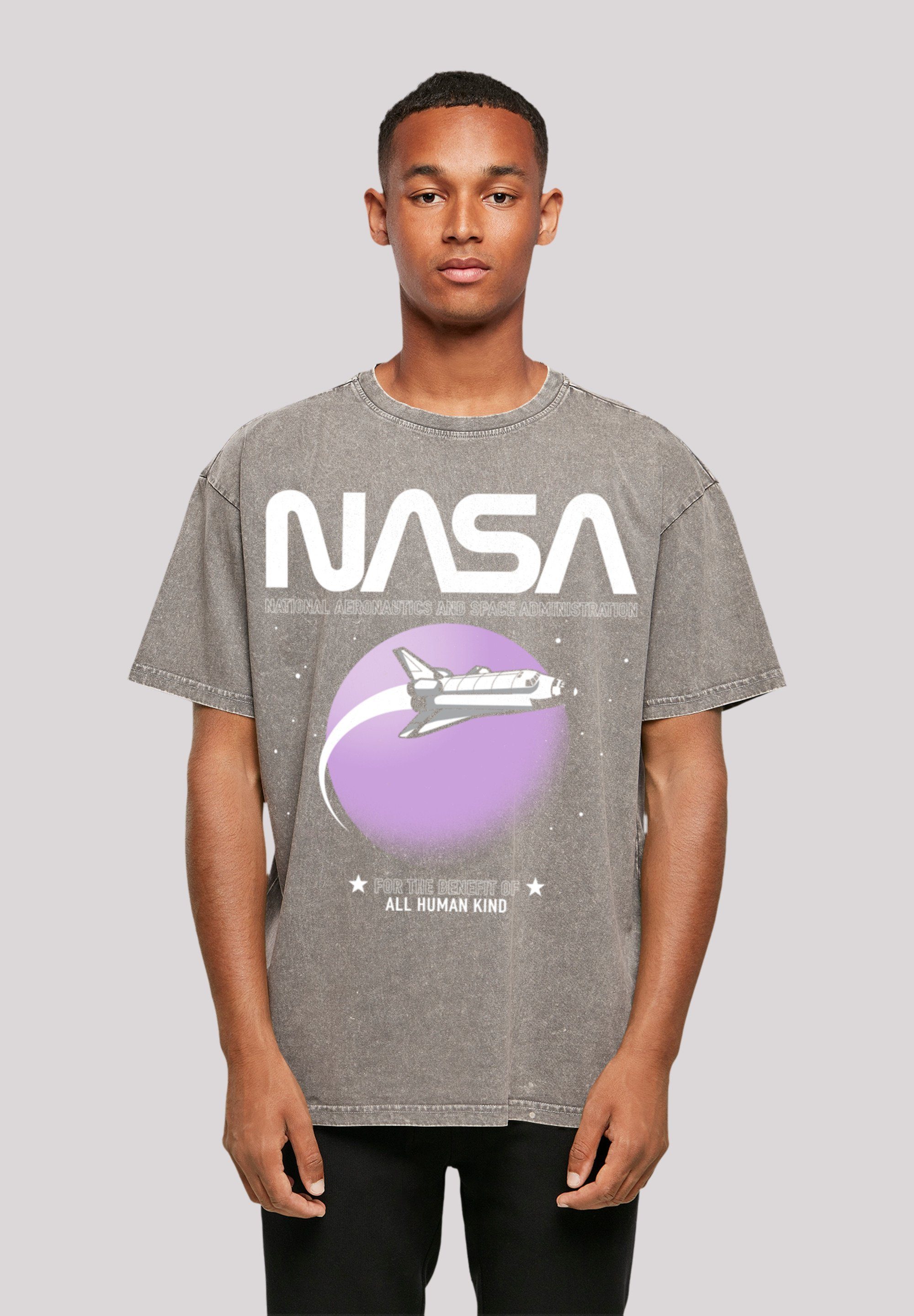 F4NT4STIC T-Shirt NASA Shuttle Orbit Print Asphalt