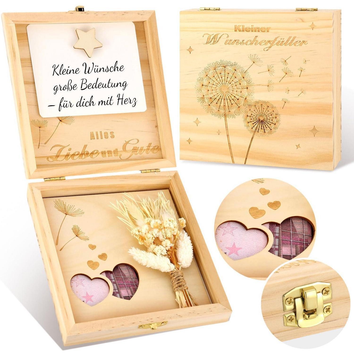 LuxusKollektion Geschenkbox Holzkiste Wunscherfüller m. Gravur 14cm