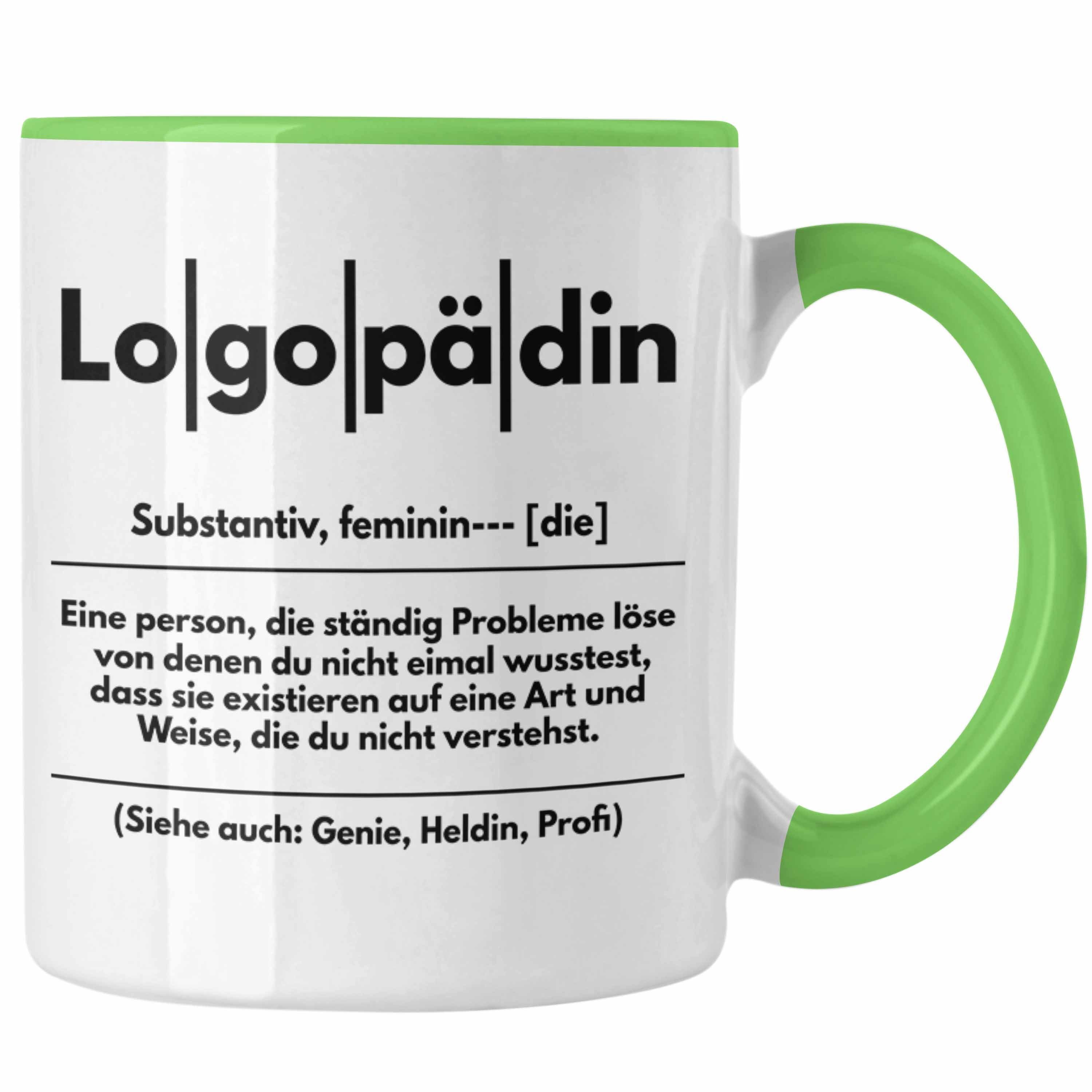 Trendation Tasse Trendation - Logopädin Definition Tasse Geschenk Logopädie Logopäde Grün