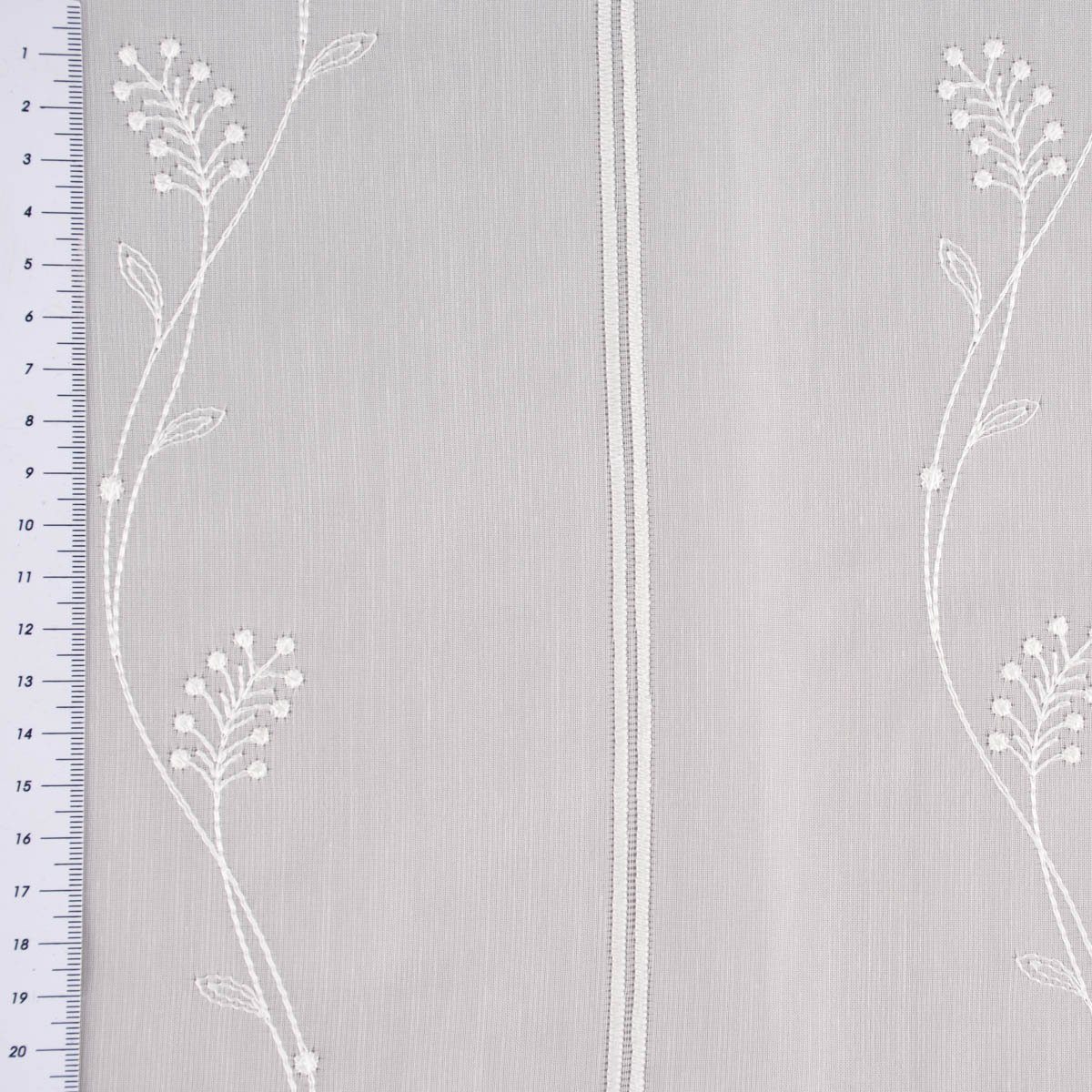SCHÖNER LEBEN. Meterware Scheibengardine nähfrei Stickerei Blütenranken ecru 120cm, halbtransparent, Stickerei/Stickstoff, bestickt