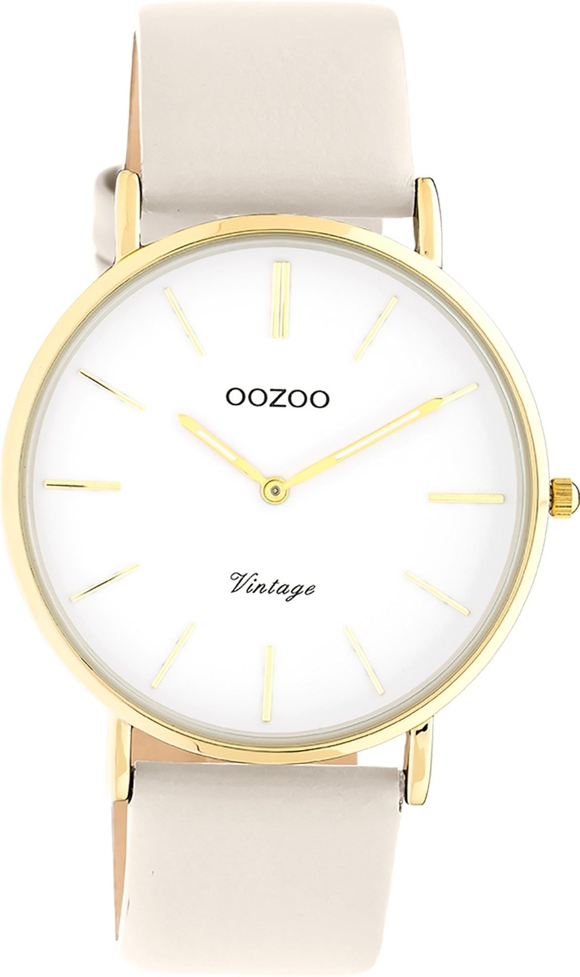 OOZOO Quarzuhr Oozoo Damen Armbanduhr Vintage Series, (Analoguhr), Damenuhr rund, groß (ca. 40mm) Lederarmband, Fashion-Style
