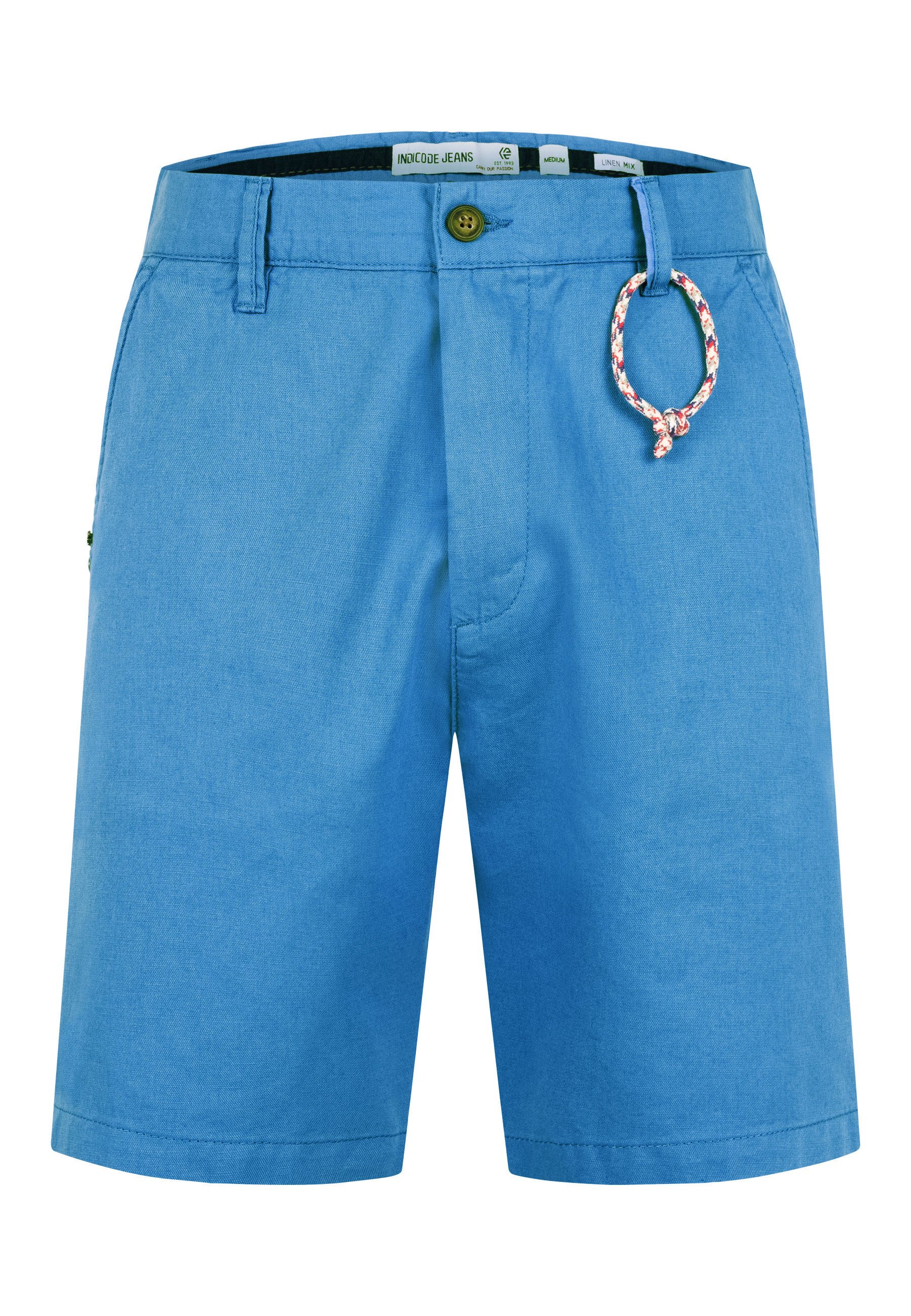 Indicode Chinoshorts Herren INMelio Chino Shorts Sommerhose aus Baumwoll-Leinen-Mix mit Rope-Detail