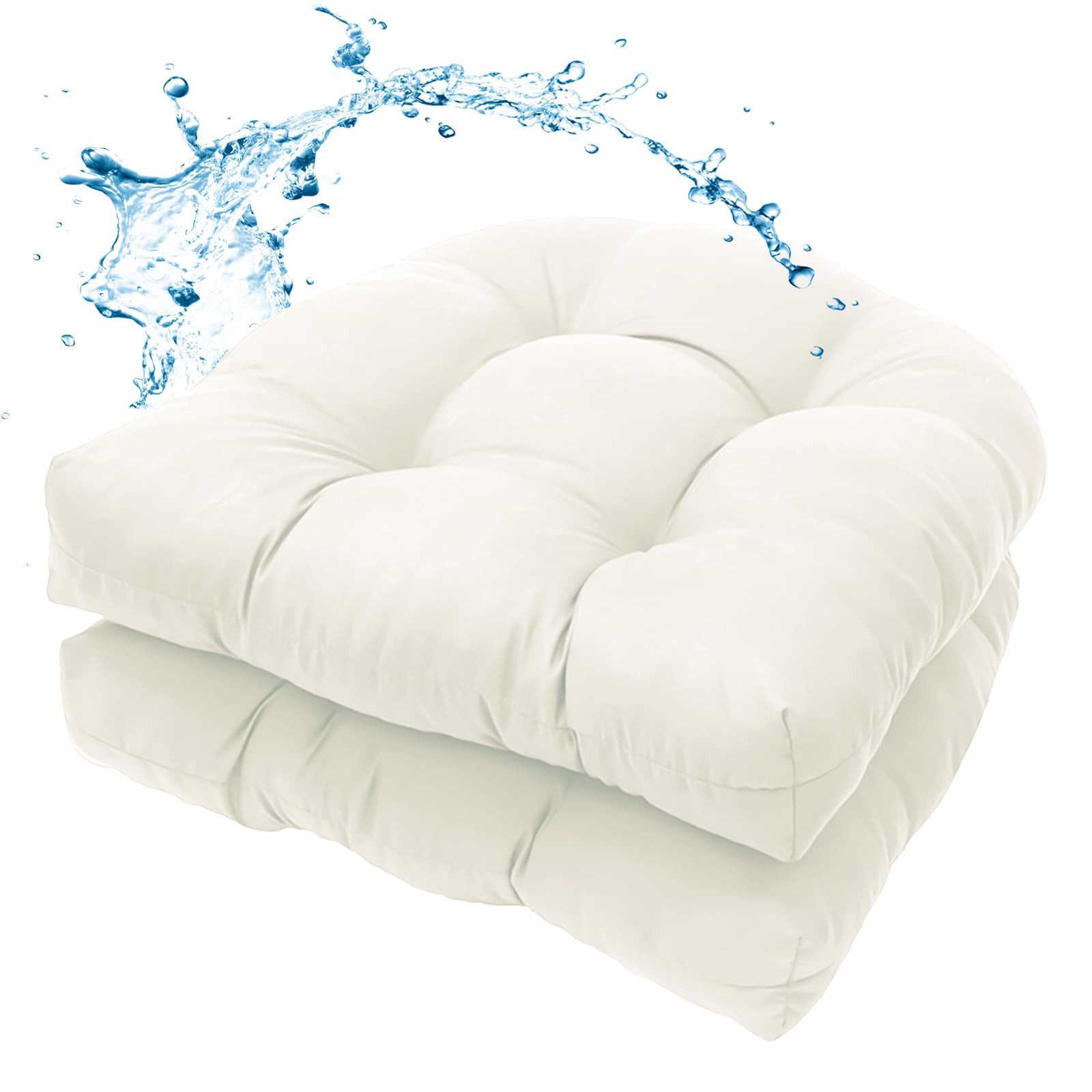Diwzbyn Sitzkissen Outdoor Stuhlkissen Garten Stuhlpolster wetterfest, Wasserdichtes Outdoor-Stuhlkissen-Set (2er-Pack), 19 x 19 Zoll
