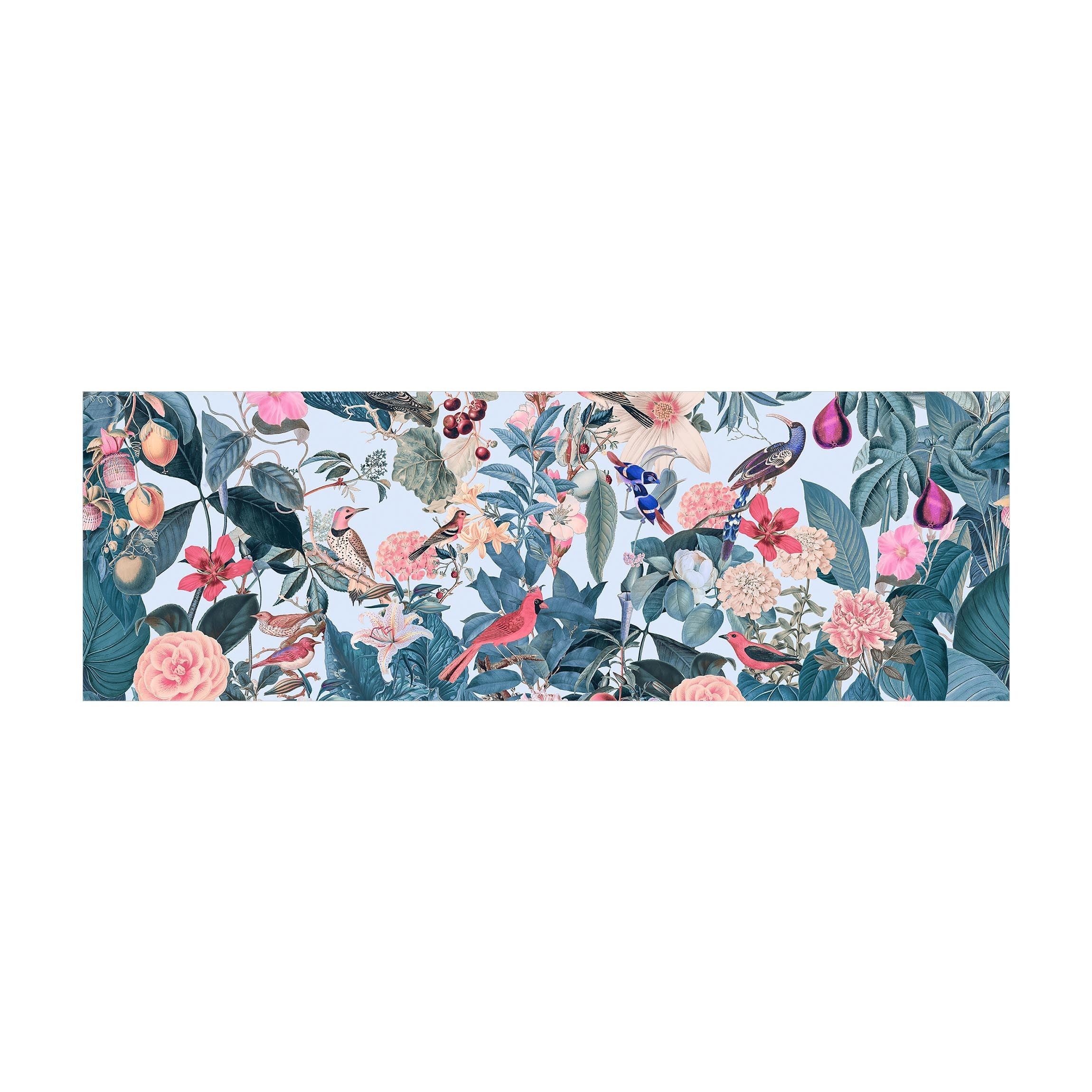 Bilderdepot24 Teppich Teppich Vinyl Flur Küche Blumen Vintage funktional lang modern, Läufer - bunt glatt, nass wischbar (Schmutz, Tierhaare) Saugroboter & Bodenheizung geeignet