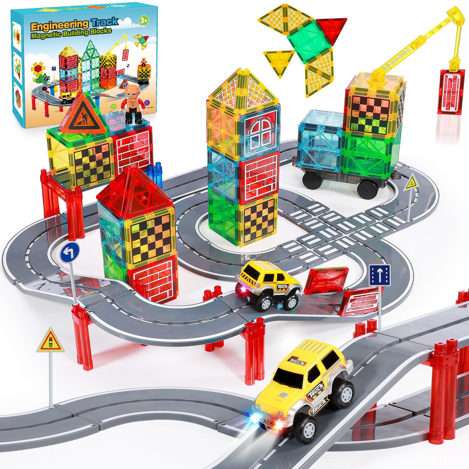 Wootoy Magnetische Bausteine Konstruktionsspielzeug Kreativspielzeug Magnetspielbausteine, (kinderspielzeug fidget toys motorikspielzeug, 78 St., Leicht zu reinigen und ideal für Reisen), Geschenk für 3 4 5 6 7 8 Jahre Jungen und Mädchen