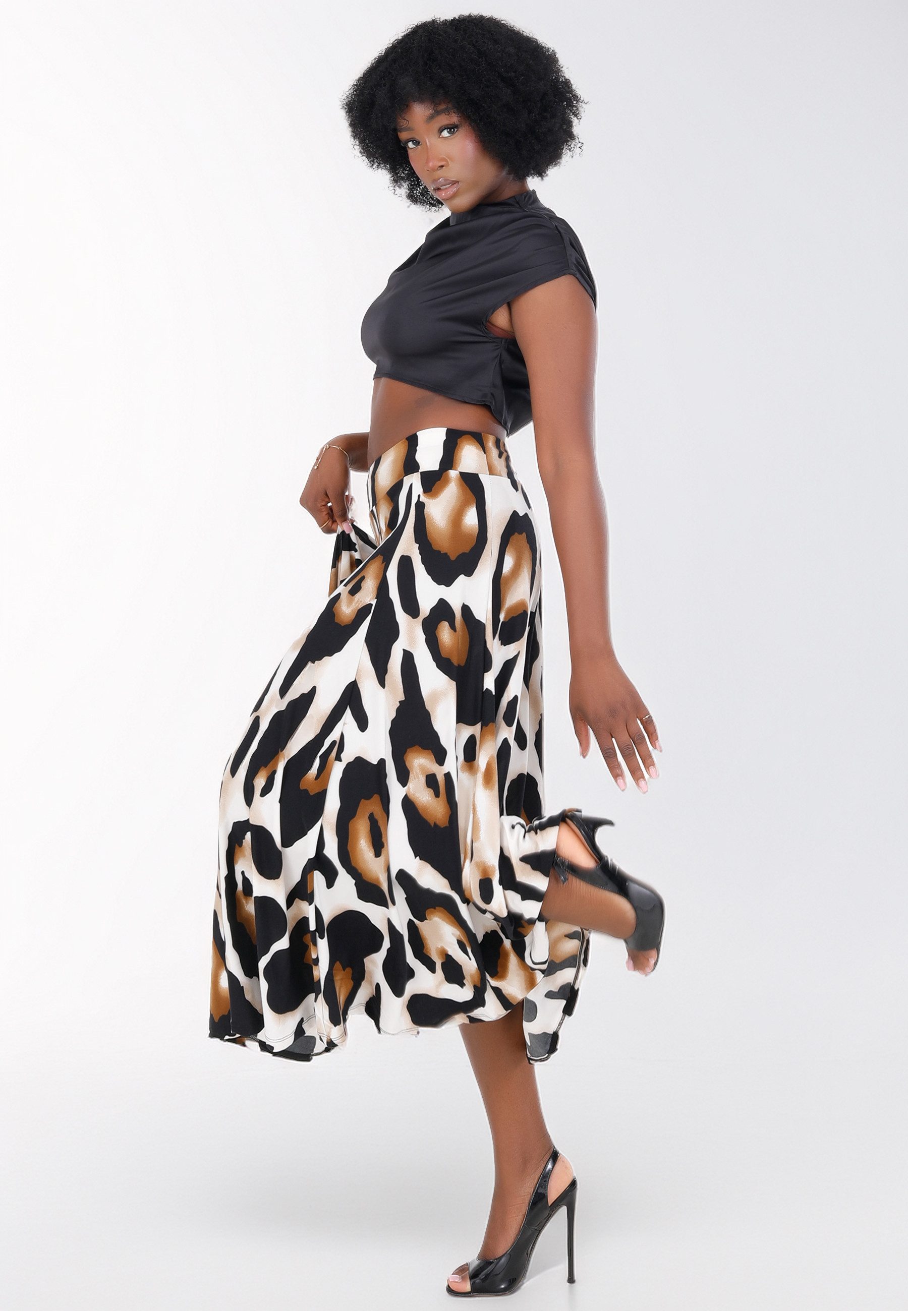 YC Fashion & Style Midirock High-Waist mit Animal-Print – Fließend, elegant und bequem mit allover Print