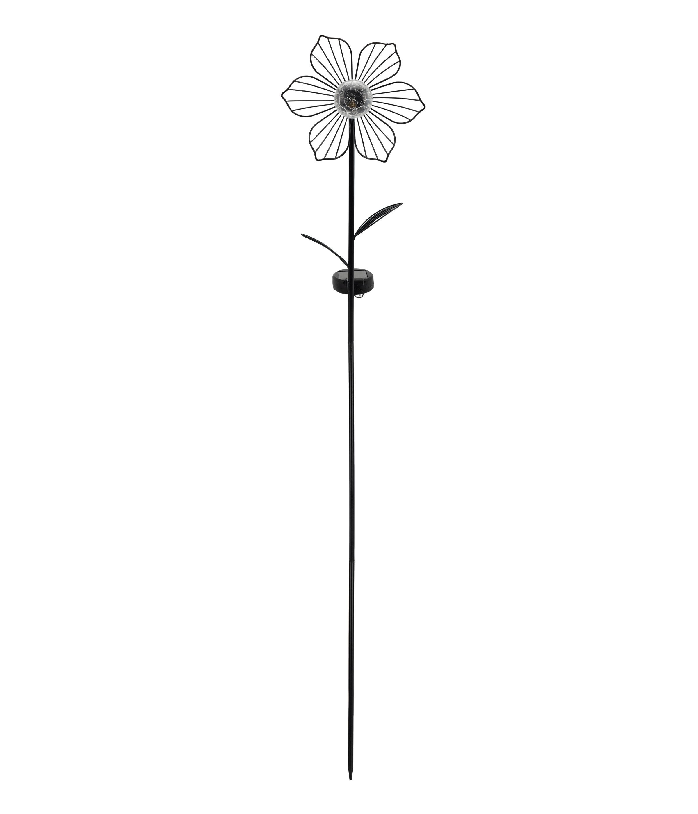 Dehner LED Solarleuchte Solar-Stab Zira, warmweißes Licht, IP44, Höhe 110 cm, Ø 18 cm, Warmweiß, floraler Gartenstecker mit 6 Stunden Leuchtdauer und Dämmerungssensor