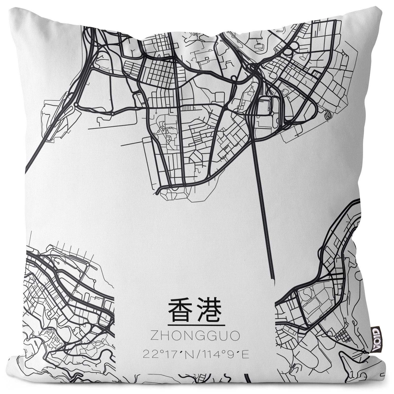 Stadtplan (1 China Stück), Kissenbezug, Asien asiatisch Stadtkarte Japan Honkong VOID